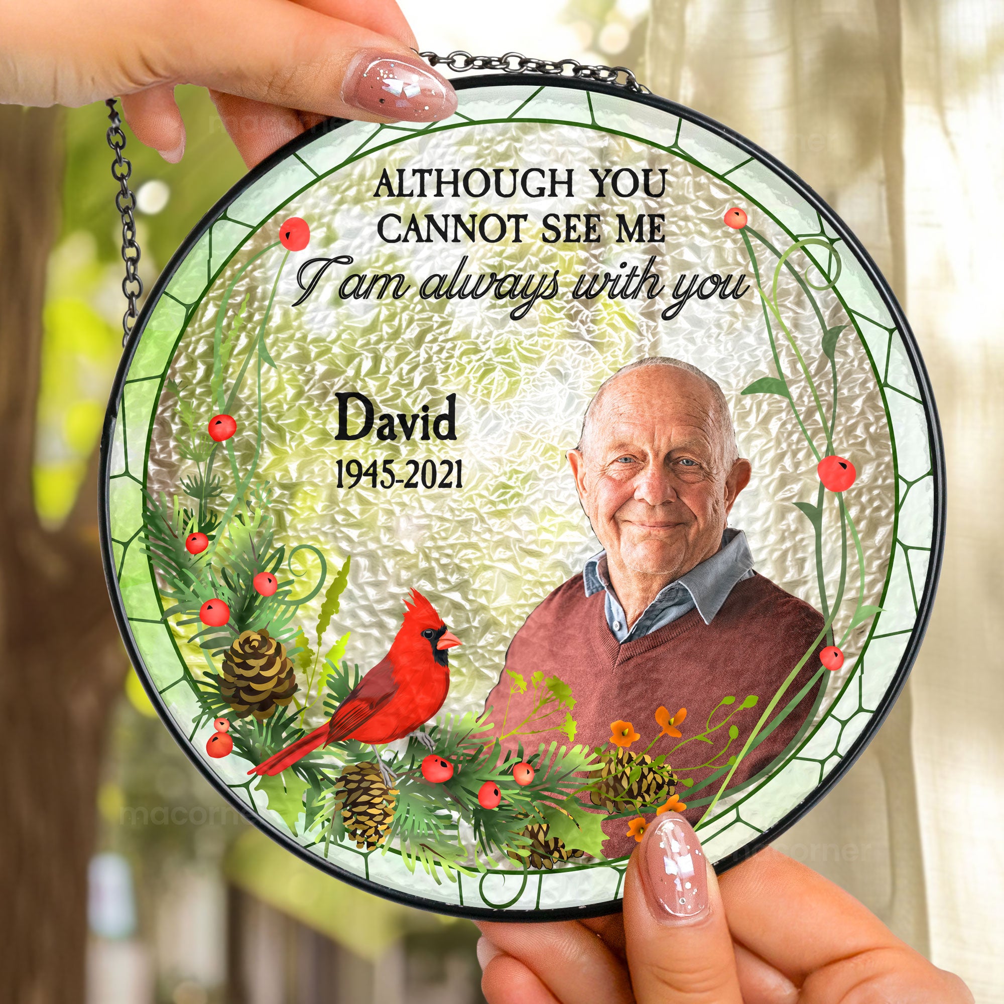 I'm Always With You - Personalized Photo Stained Glass Window Hanging Suncatcher