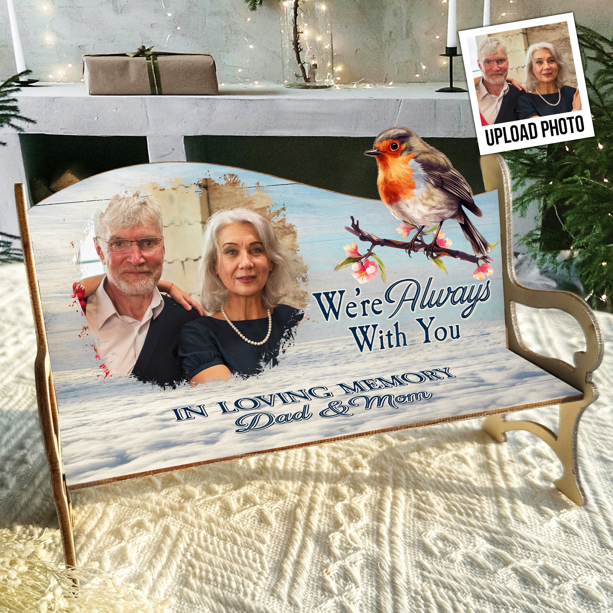 I'm Always With You Memorial Gift - Personalized Photo Memorial Bench