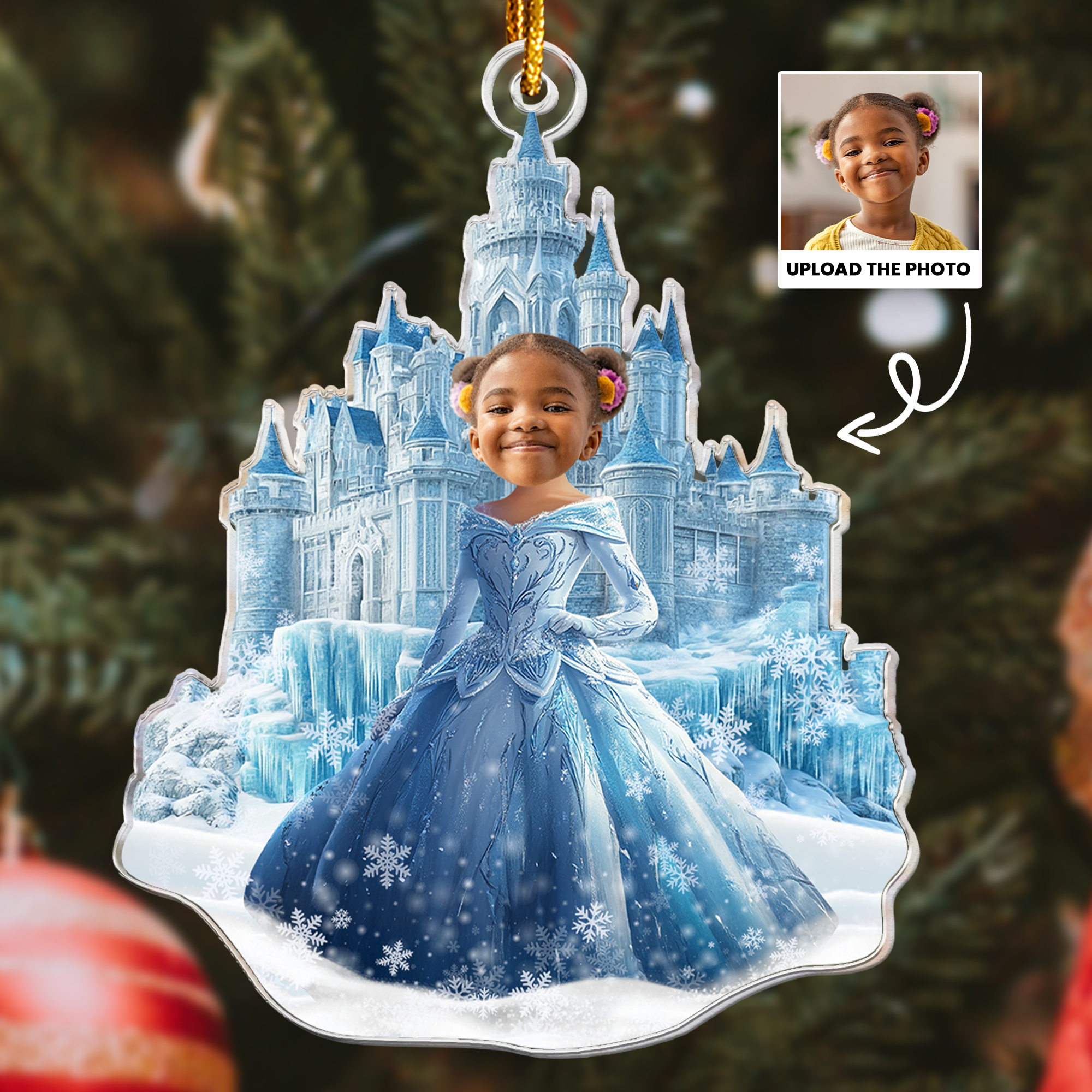 Ice Princess - Custom Face Ornament Gifts For Daughter, Girl, Kids - Personalized Acrylic Photo Ornament