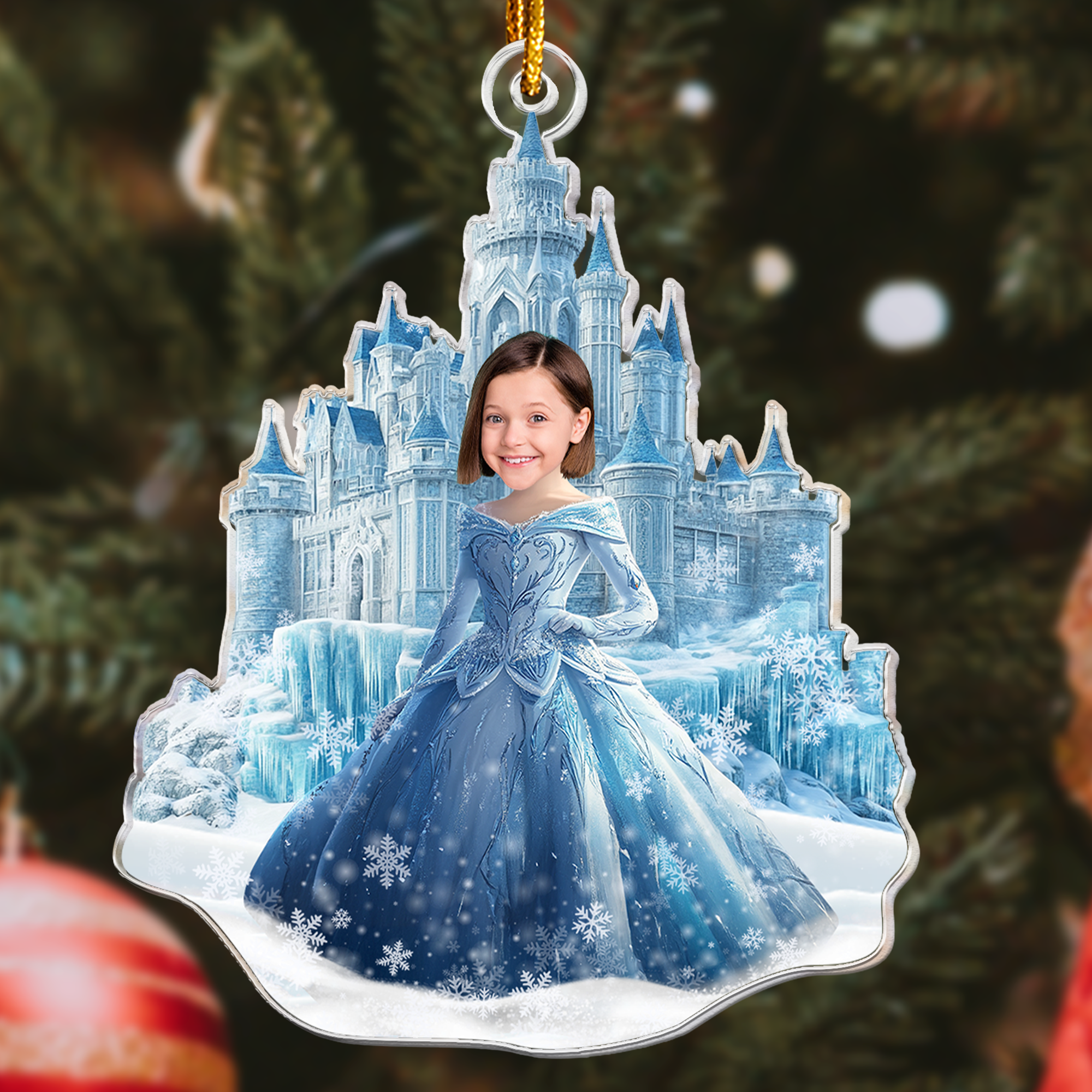 Ice Princess - Custom Face Ornament Gifts For Daughter, Girl, Kids - Personalized Acrylic Photo Ornament