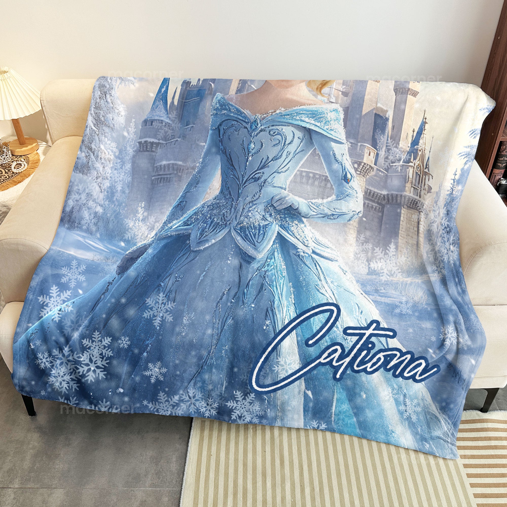 Ice Princess - Gifts For Little Girls, Daughter - Custom Face & Name - Personalized Photo Blanket