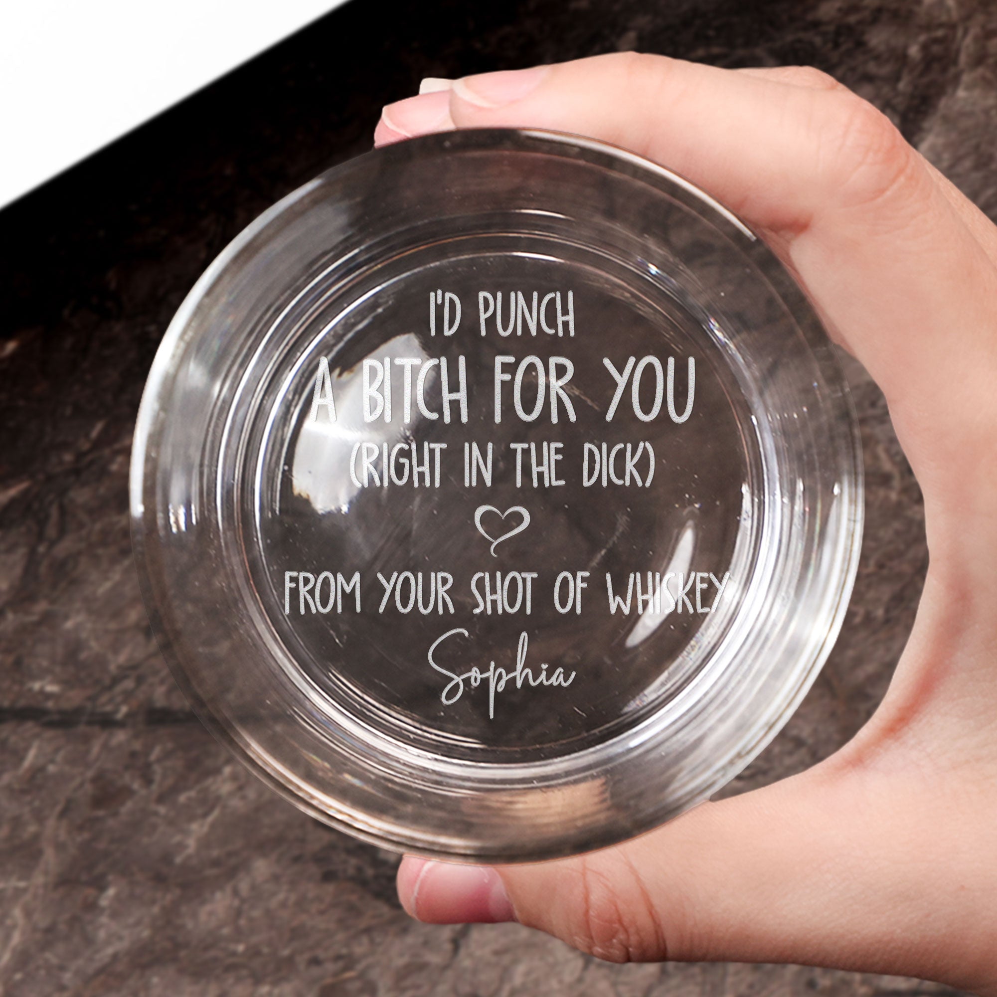 I'd Punch A B*tch For You Funny Gift For Him - Personalized Engraved Whiskey Glass