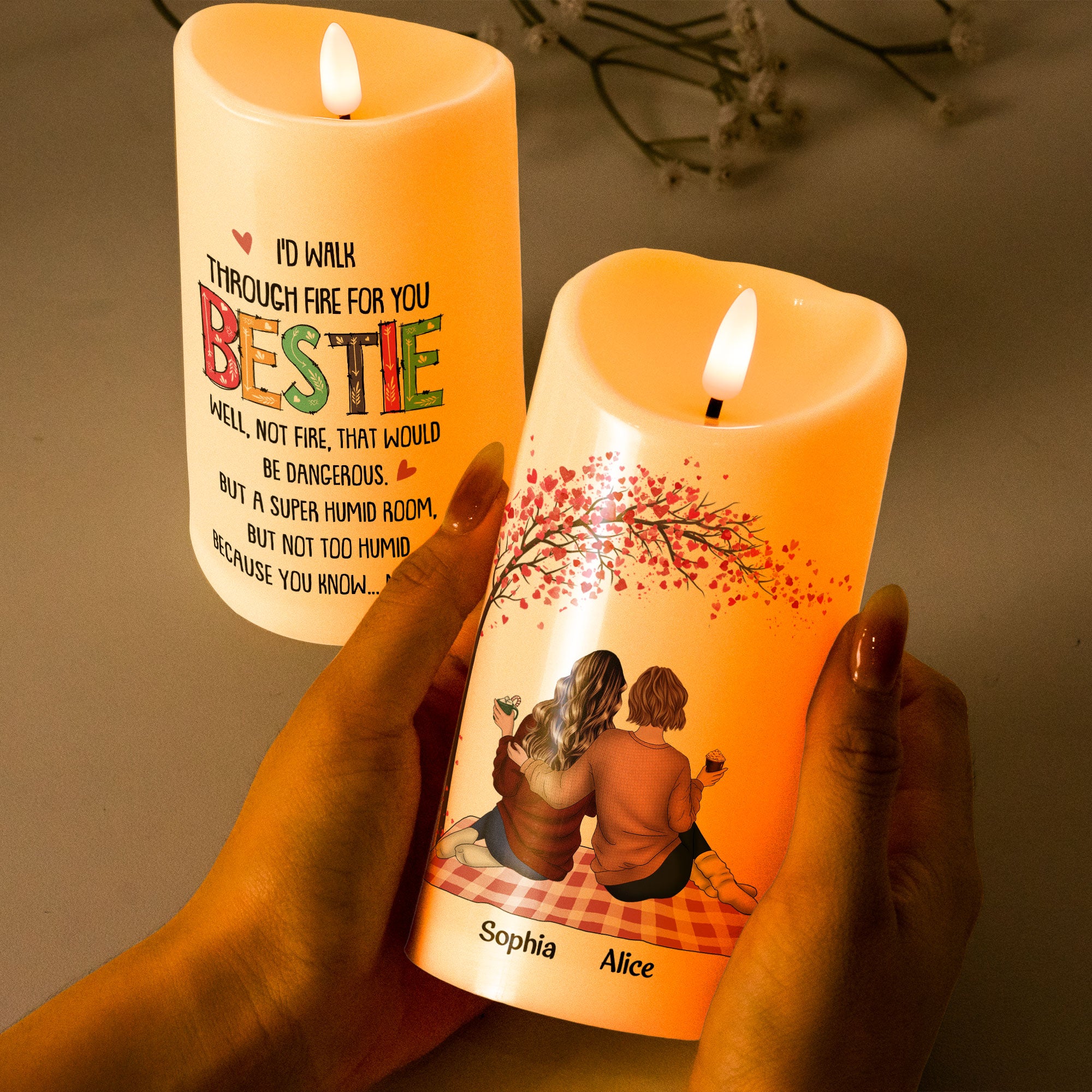 I'd Walk Through Fire For You Bestie - Personalized LED Candle