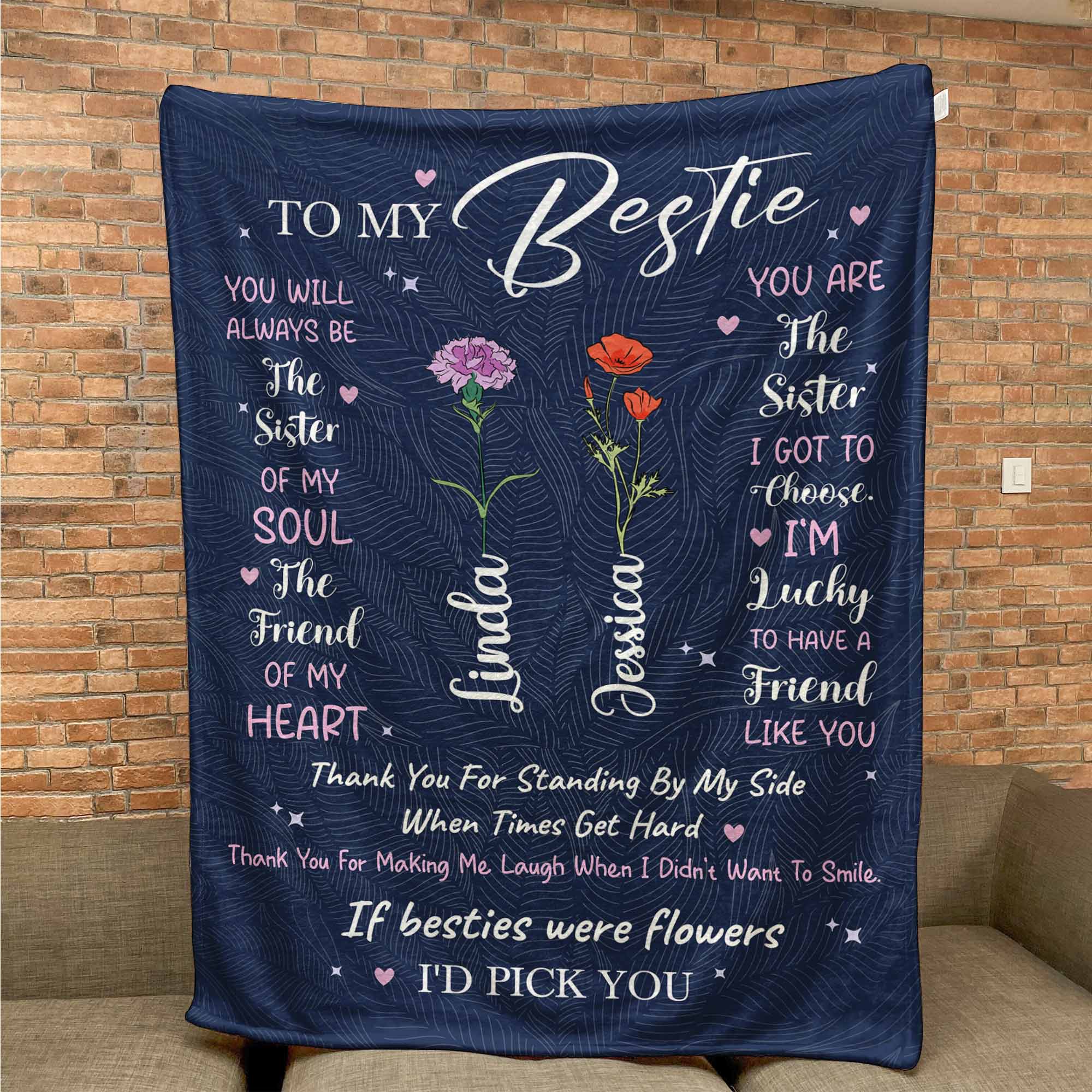 If Besties Were Flowers I'd Pick You - Custom Birth Flower - Personalized Blanket