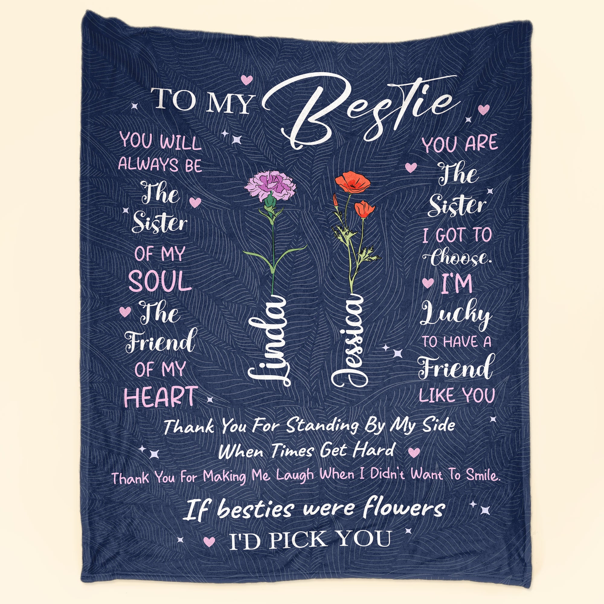 If Besties Were Flowers I'd Pick You - Custom Birth Flower - Personalized Blanket