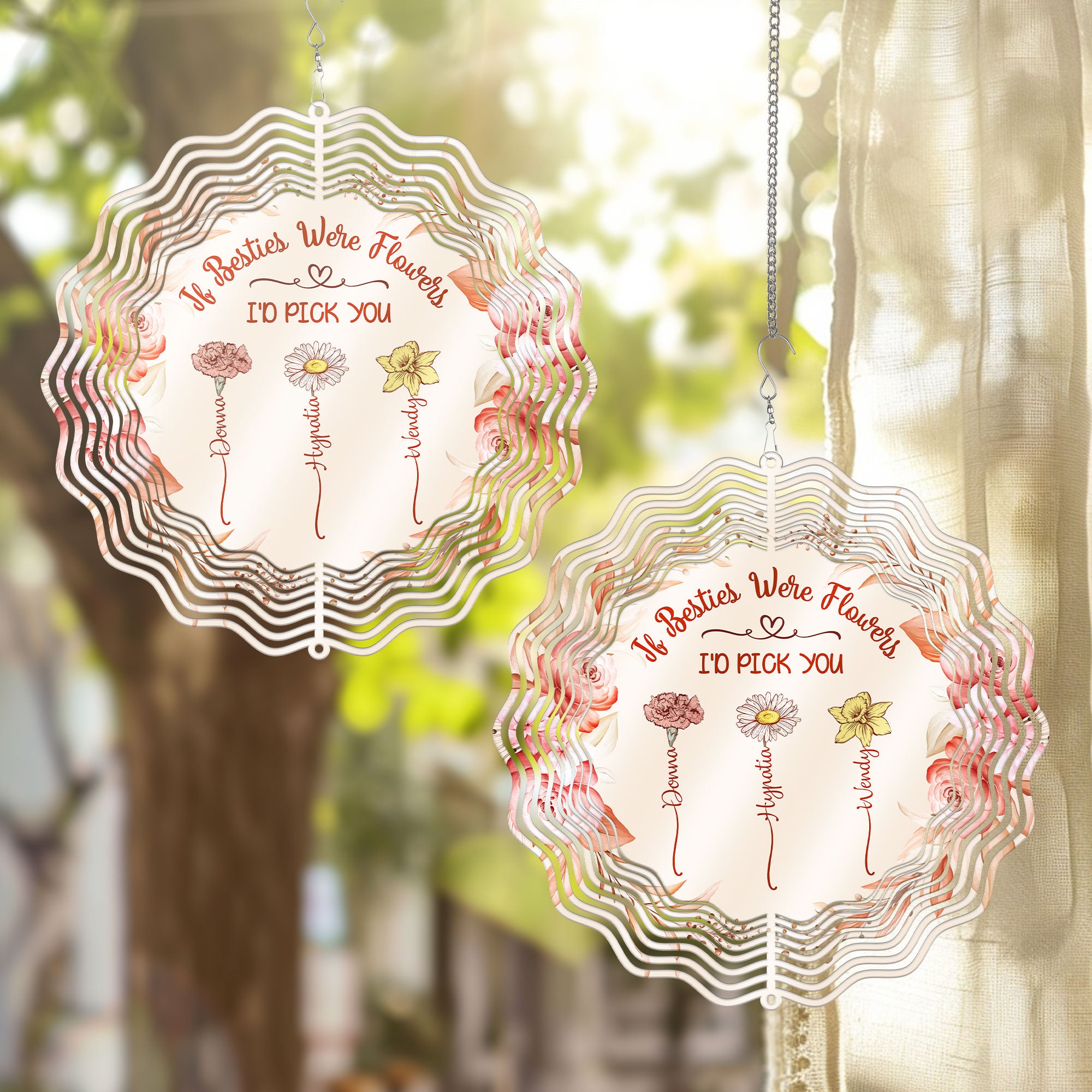 If Besties Were Flowers I'd Pick You - Custom Birth Flowers - Personalized Wind Spinner