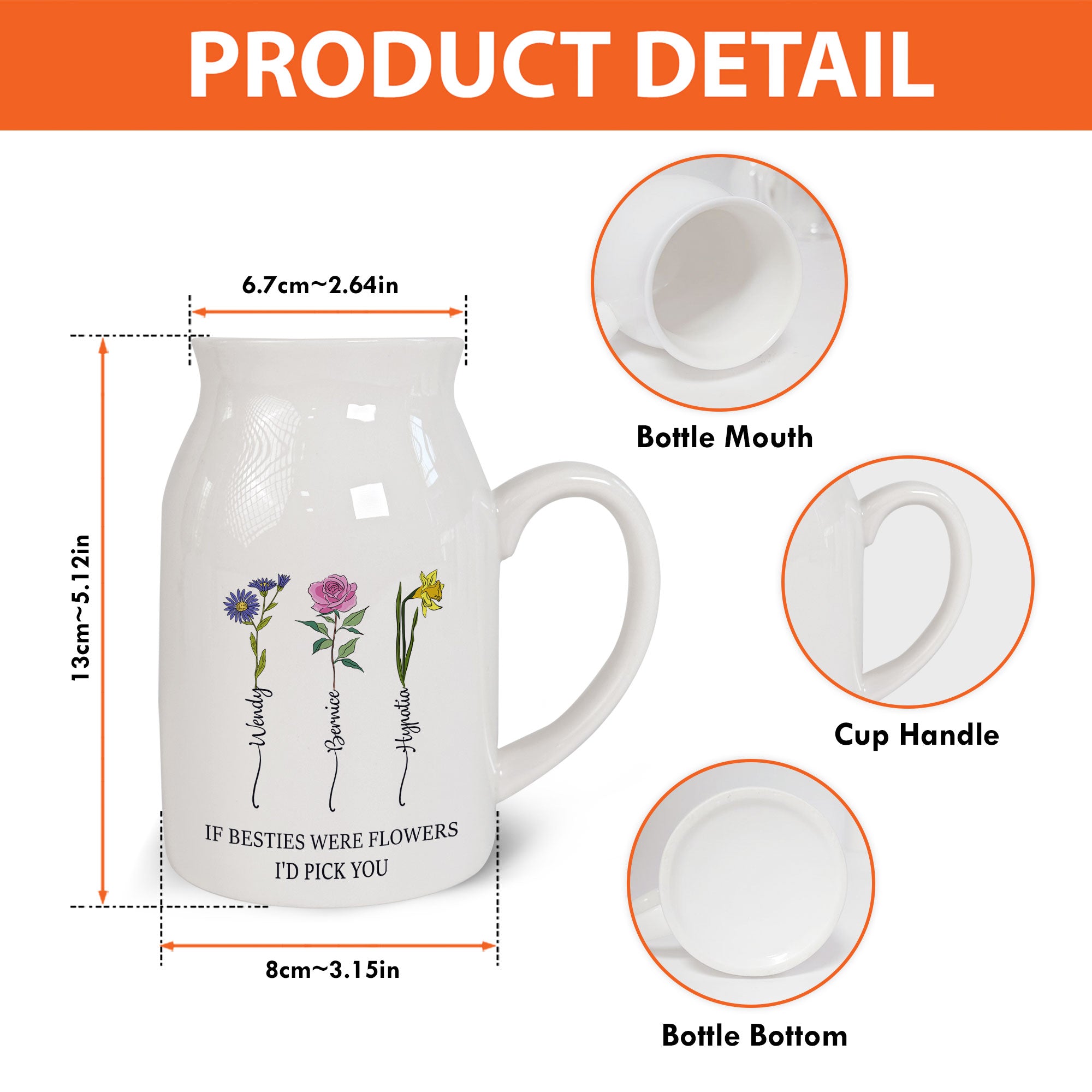 If Besties Were Flowers I'd Pick You - Personalized Ceramic Flower Vase