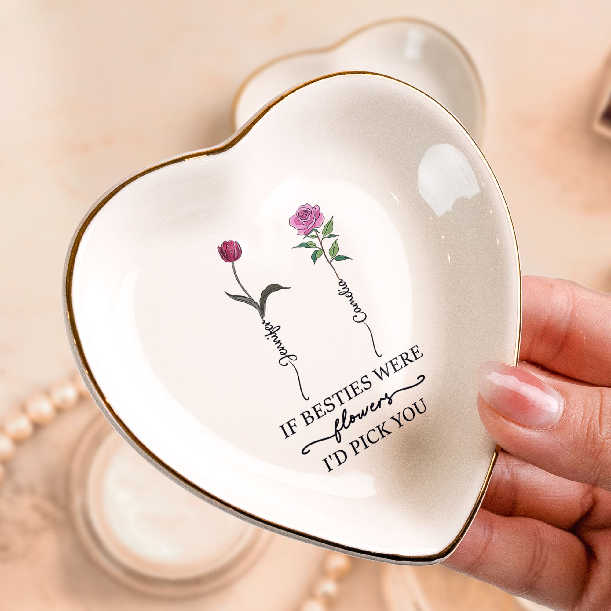 If Besties Were Flowers I'd Pick You - Custom Birth Flower - Personalized Ring Dish