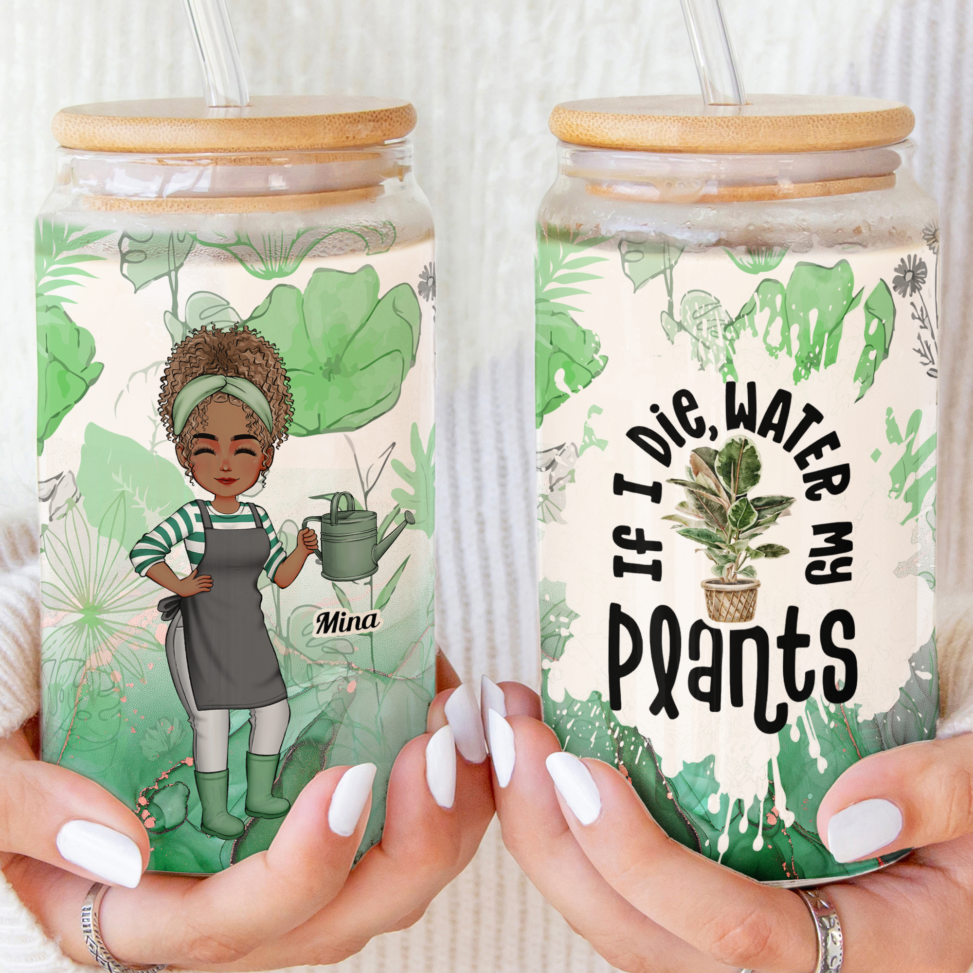 If I Die Water My Plants - Personalized Clear Glass Cup