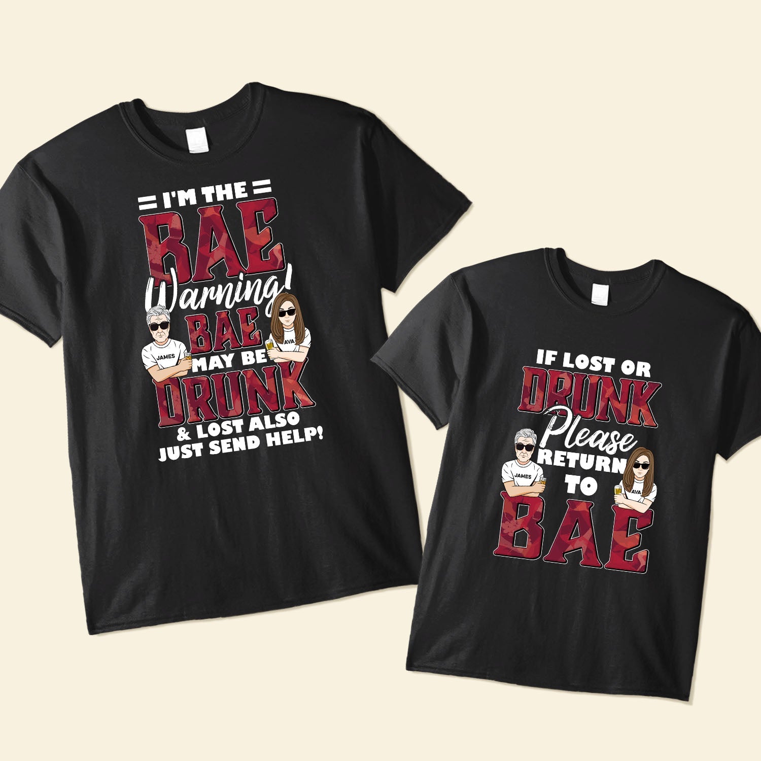 If Lost Or Drunk - Personalized Matching Couple Shirts