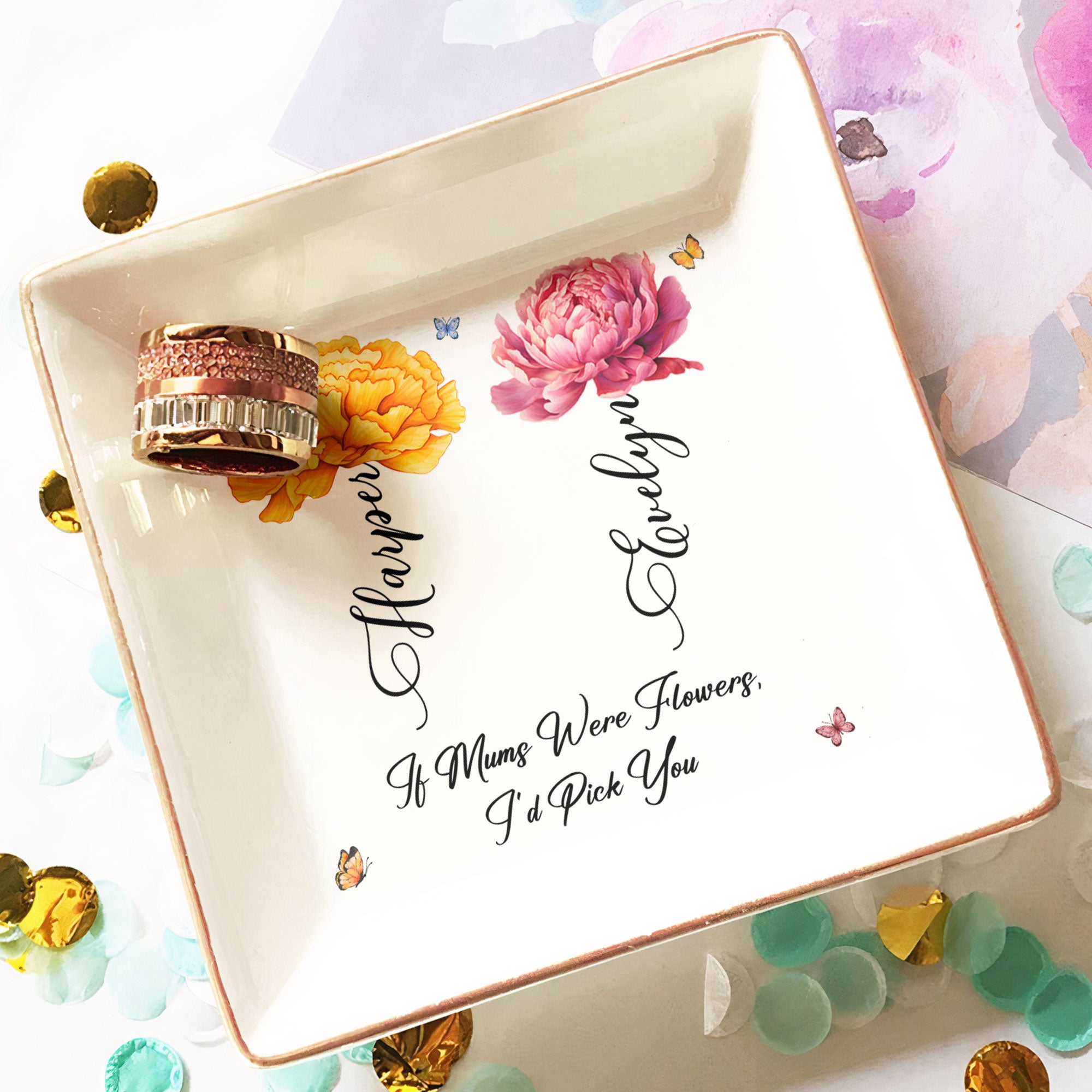 If Moms Were Flowers, I'd Pick You - Personalized Jewelry Dish