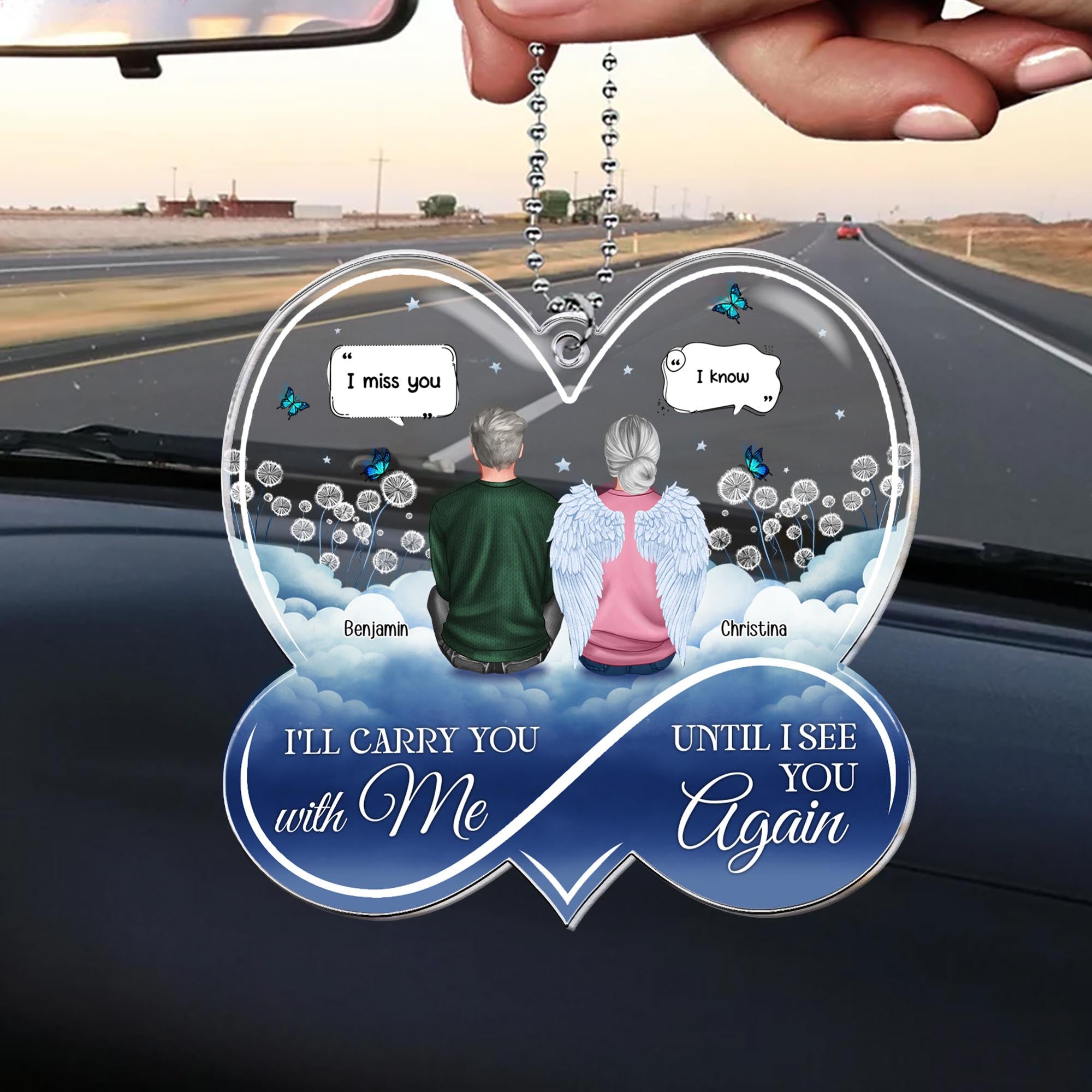 I'll Carry You With Me Memorial Gift - Personalized Rear View Mirror Accessory