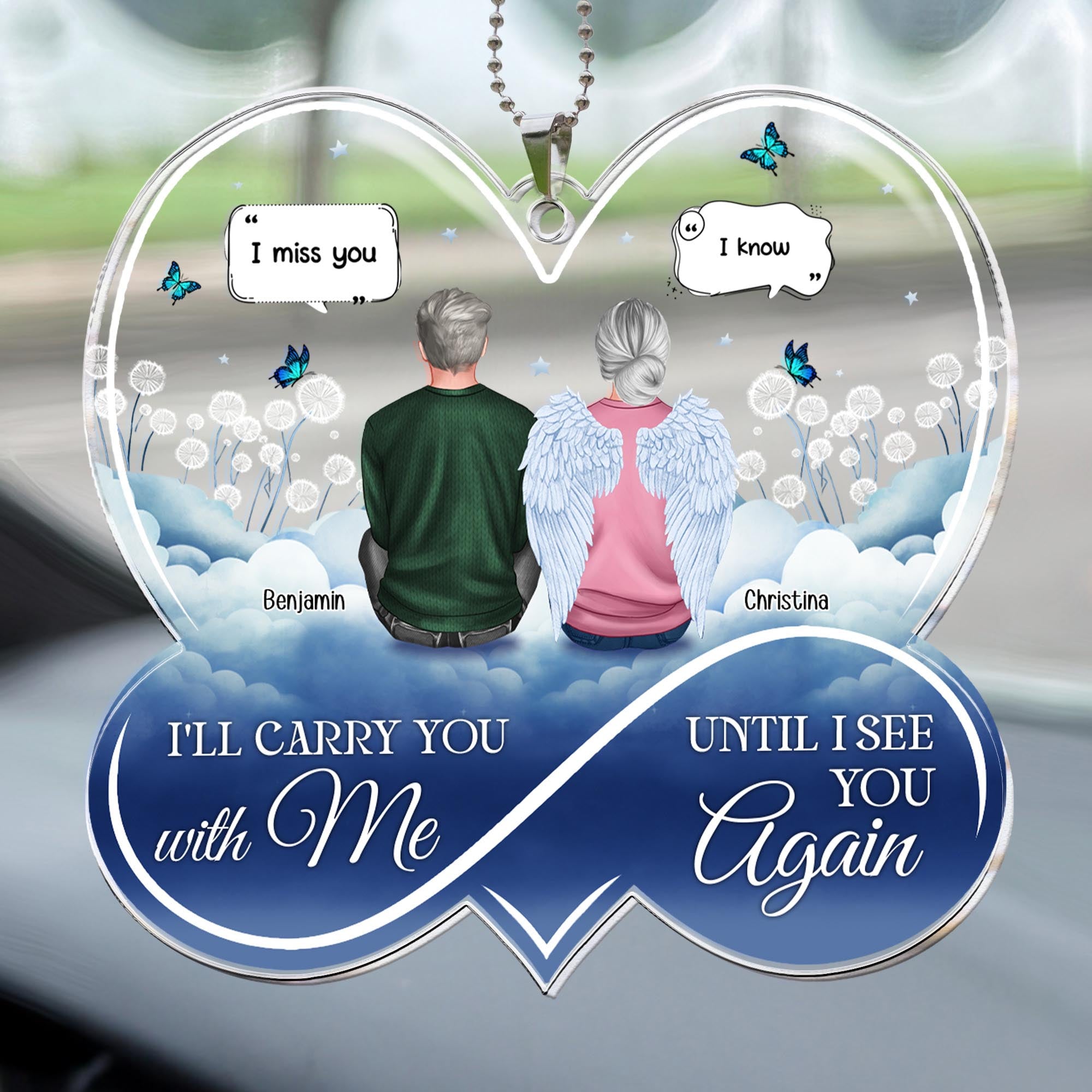 I'll Carry You With Me Memorial Gift - Personalized Rear View Mirror Accessory