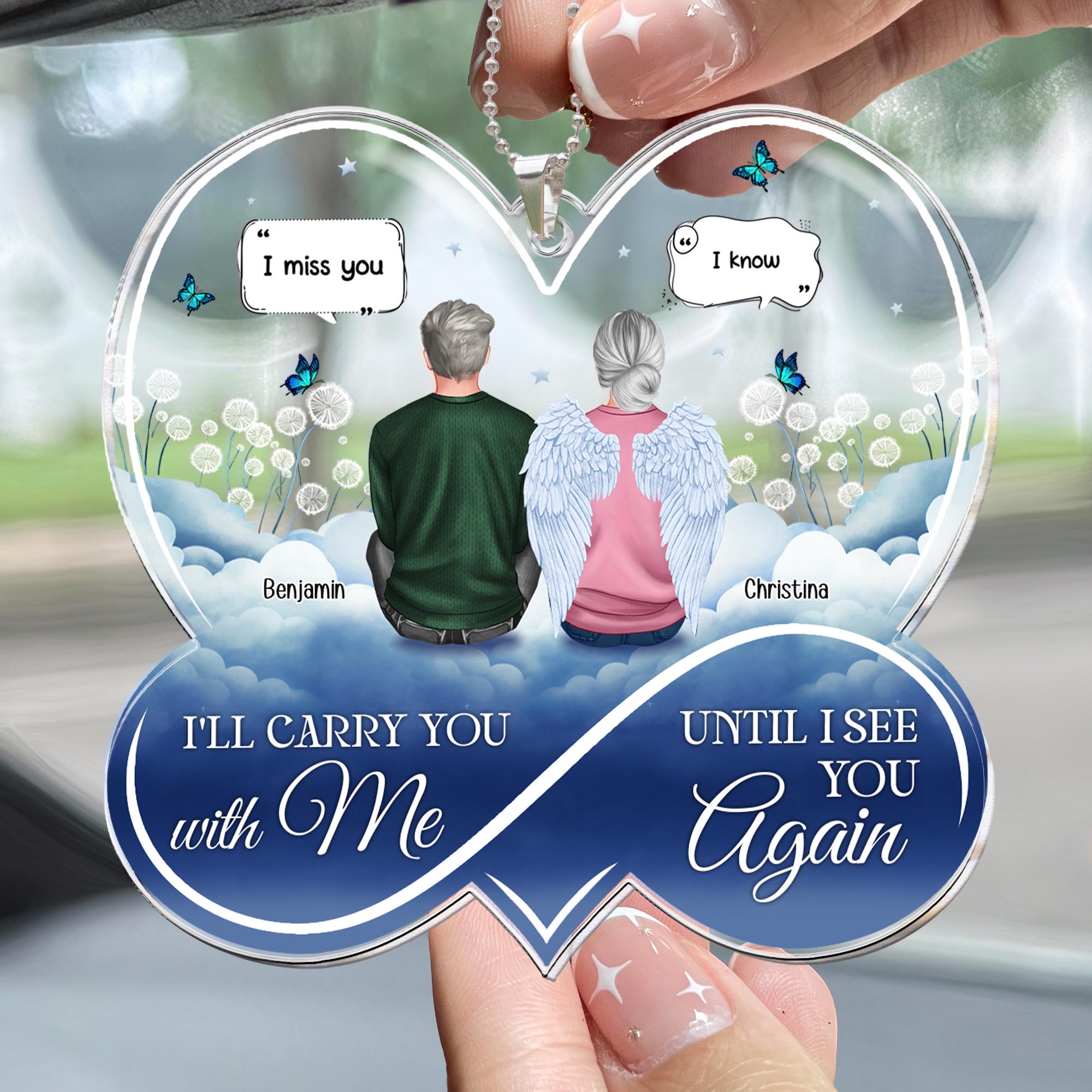 I'll Carry You With Me Memorial Gift - Personalized Rear View Mirror Accessory