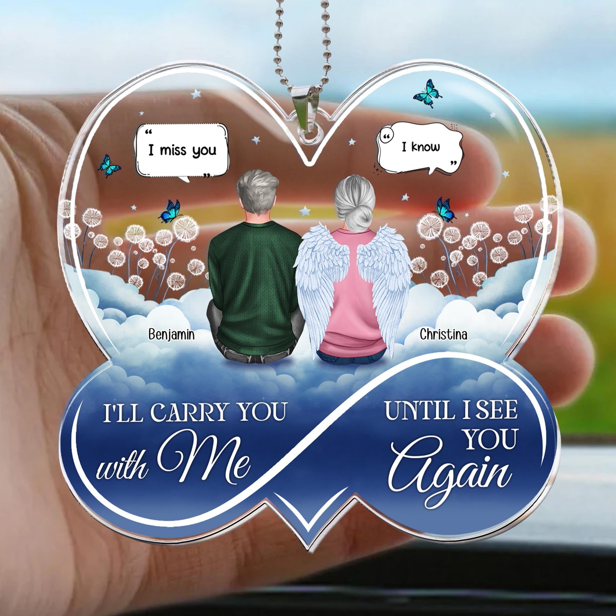 I'll Carry You With Me Memorial Gift - Personalized Rear View Mirror Accessory