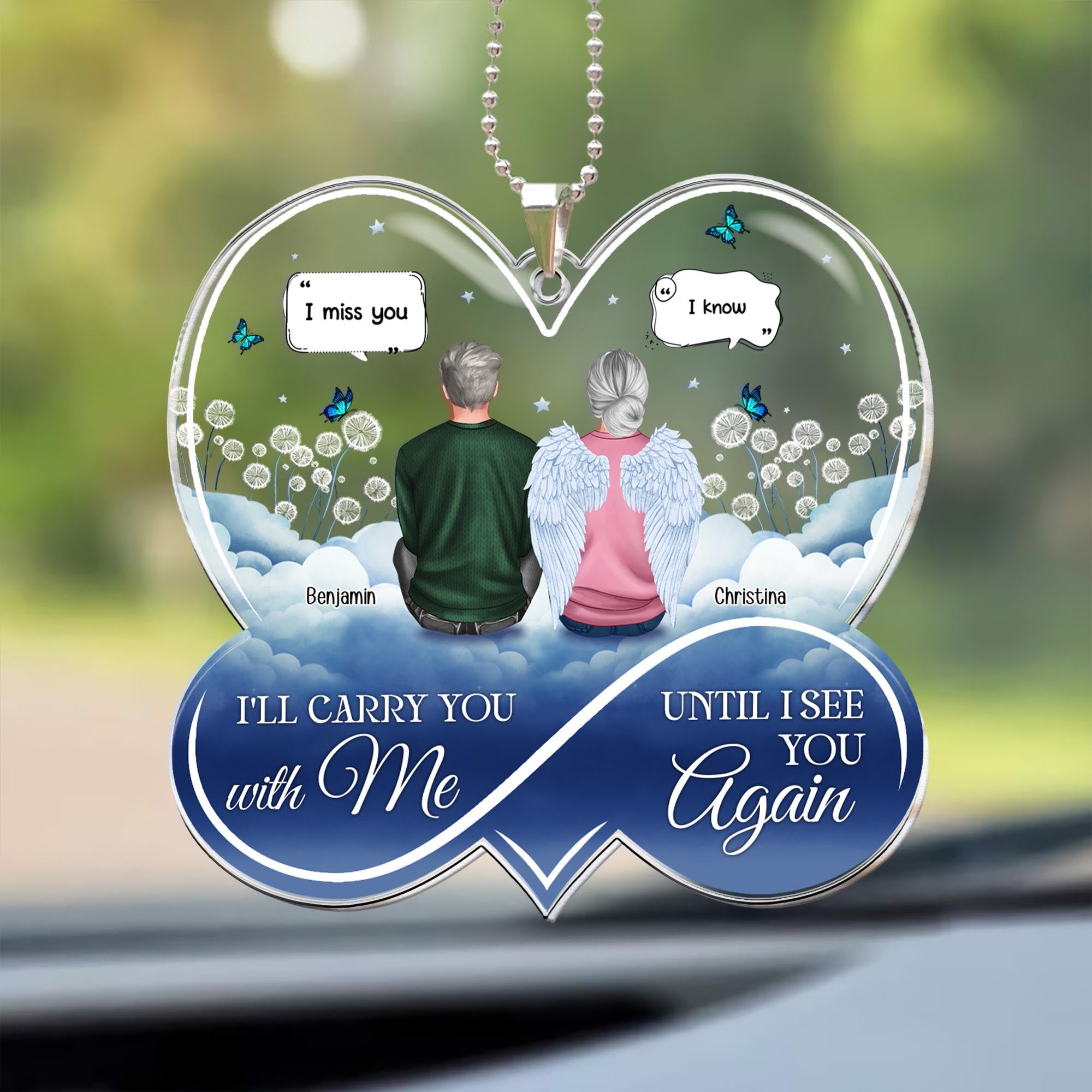 I'll Carry You With Me Memorial Gift - Personalized Rear View Mirror Accessory