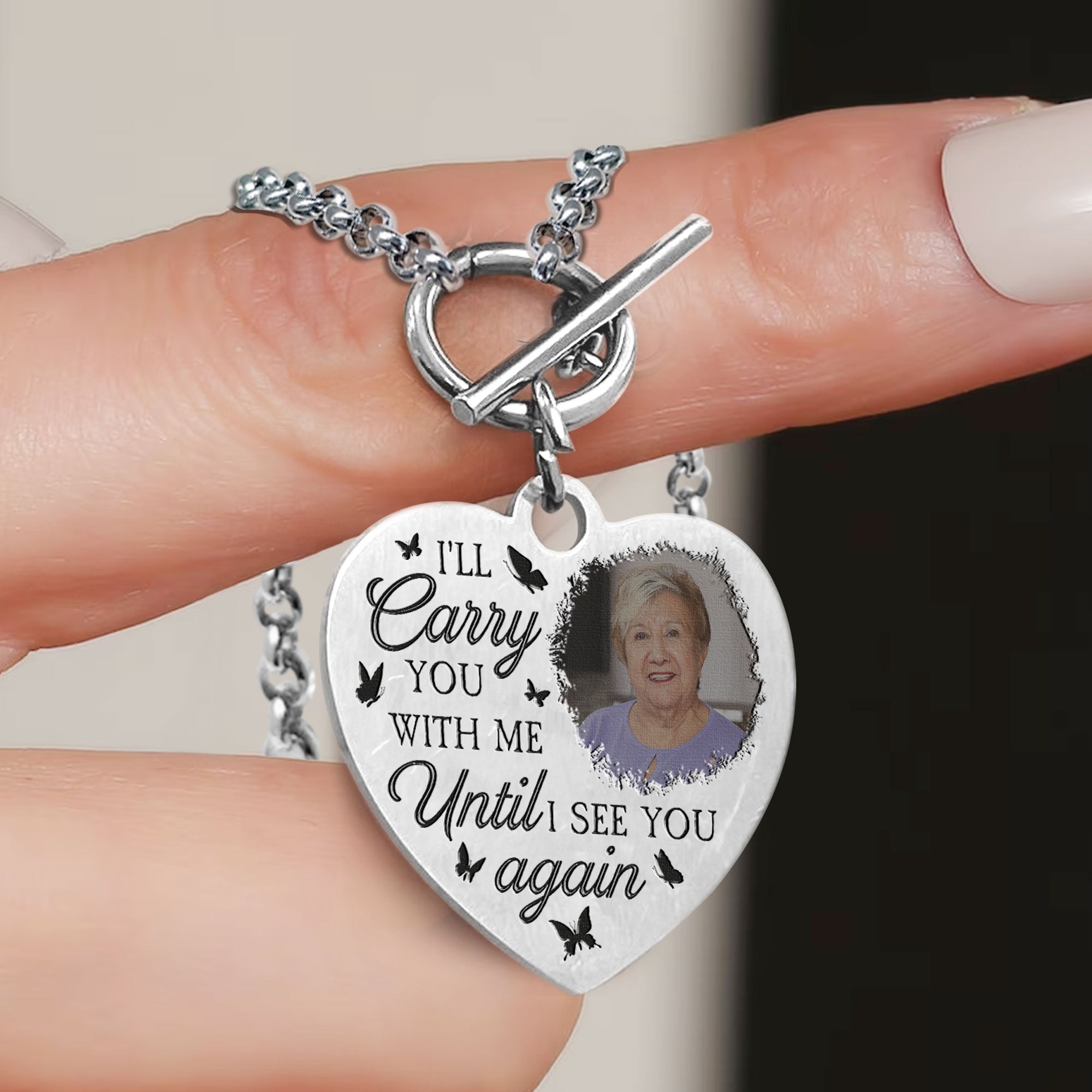 I'll Carry You With Me - Personalized Photo Heart Bracelet