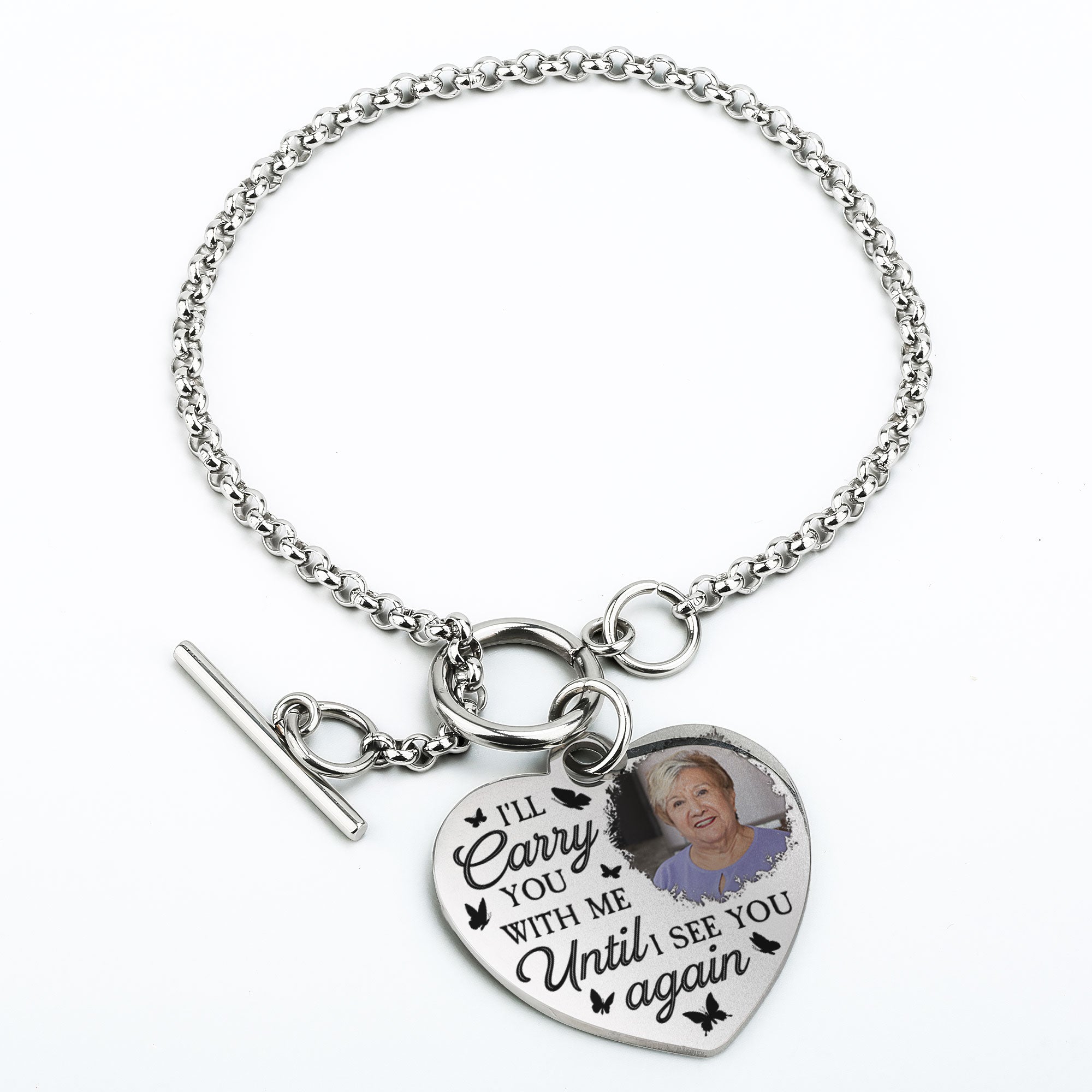 I'll Carry You With Me - Personalized Photo Heart Bracelet