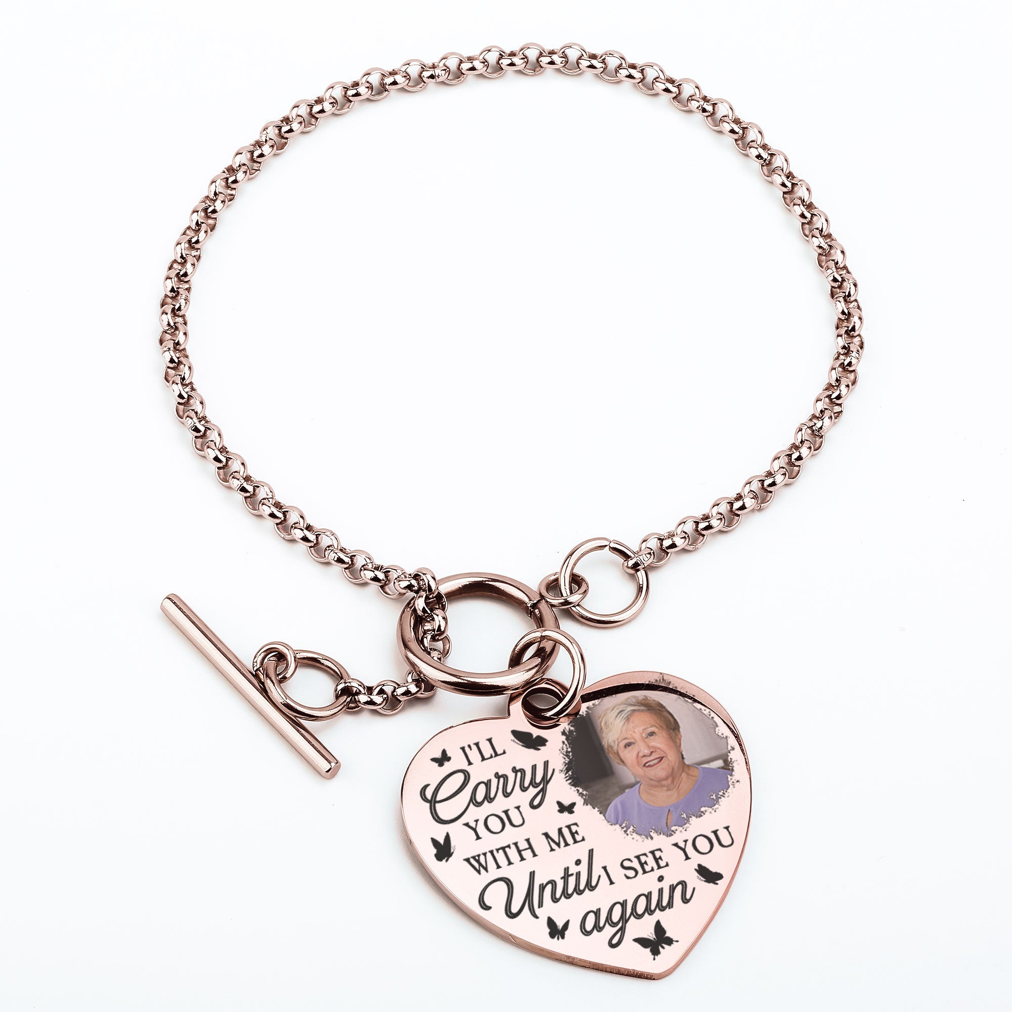 I'll Carry You With Me - Personalized Photo Heart Bracelet