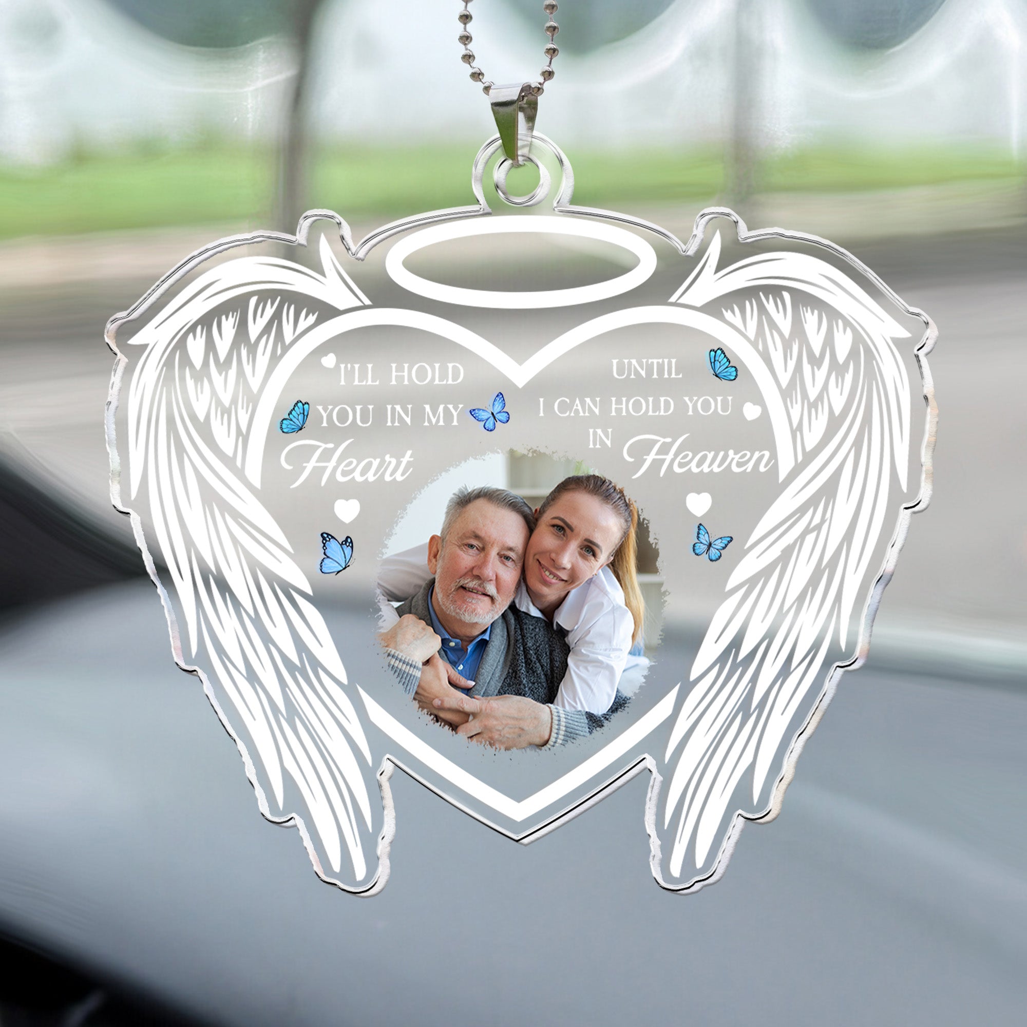 I'll Hold You In My Heart Forever - Personalized Photo Rear View Mirror Accessory