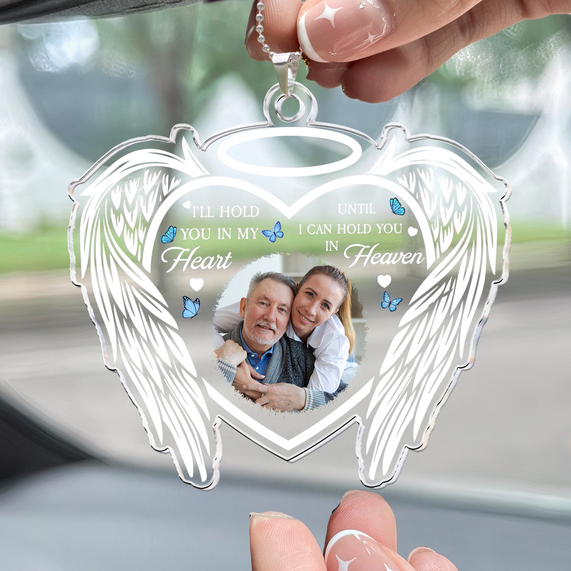 I'll Hold You In My Heart Forever - Personalized Photo Rear View Mirror Accessory