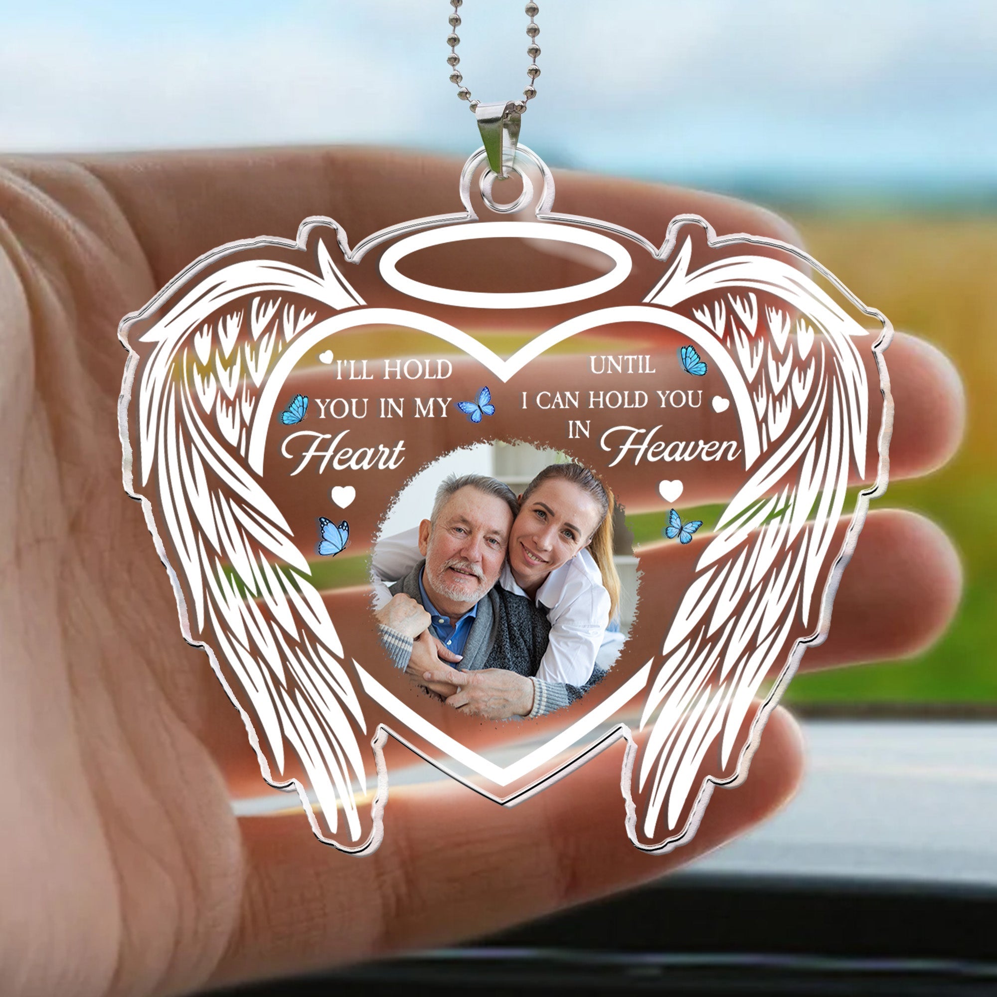 I'll Hold You In My Heart Forever - Personalized Photo Rear View Mirror Accessory