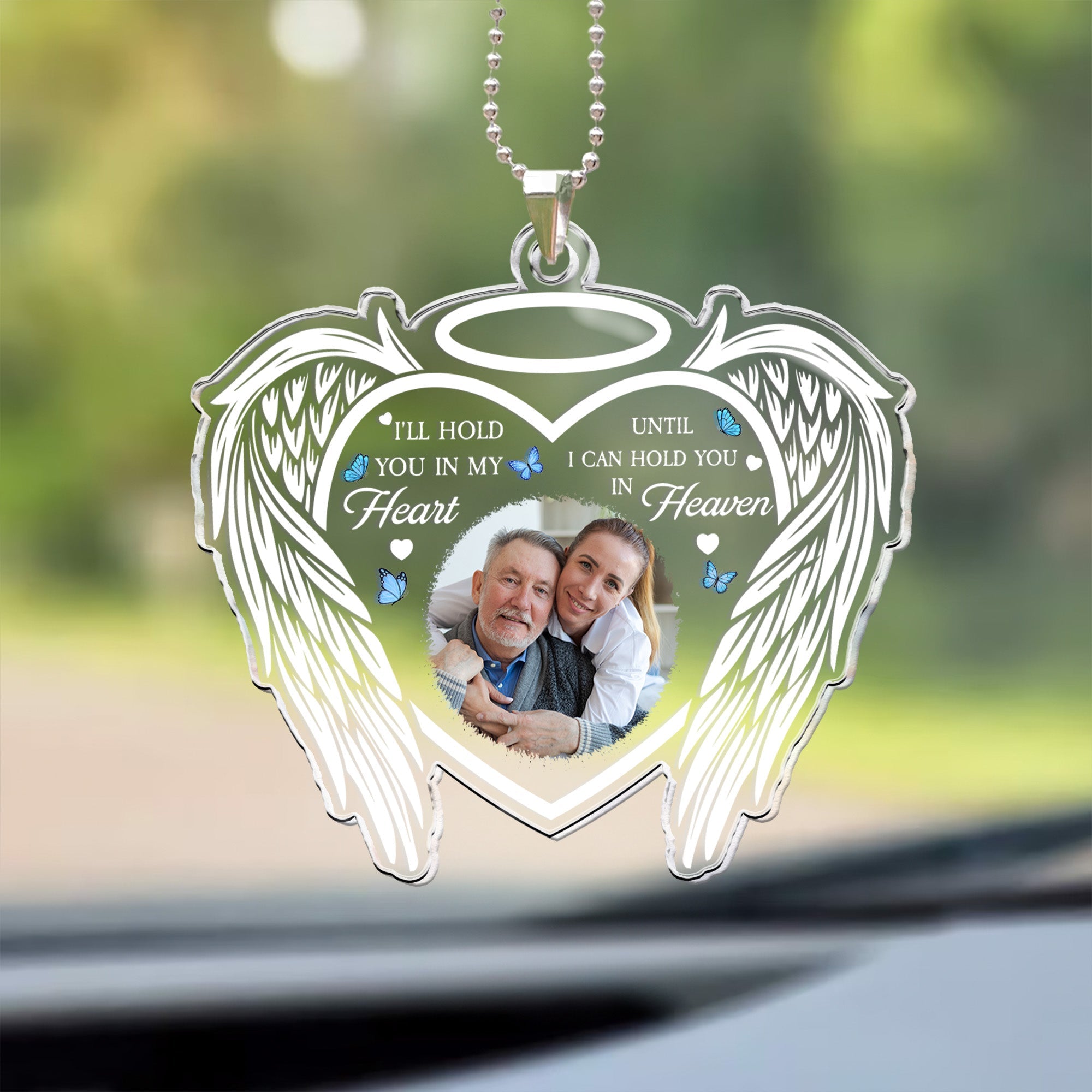 I'll Hold You In My Heart Forever - Personalized Photo Rear View Mirror Accessory