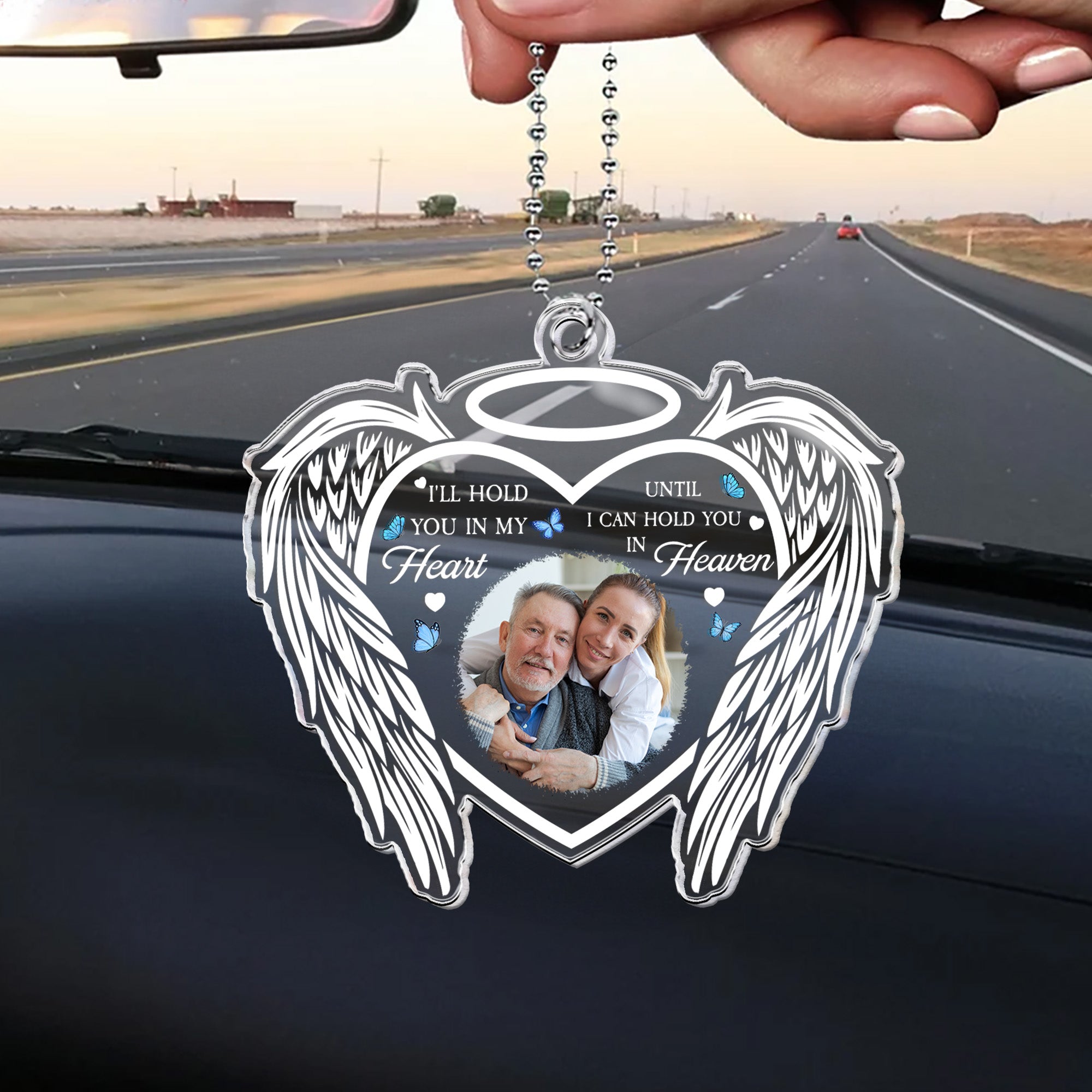 I'll Hold You In My Heart Forever - Personalized Photo Rear View Mirror Accessory