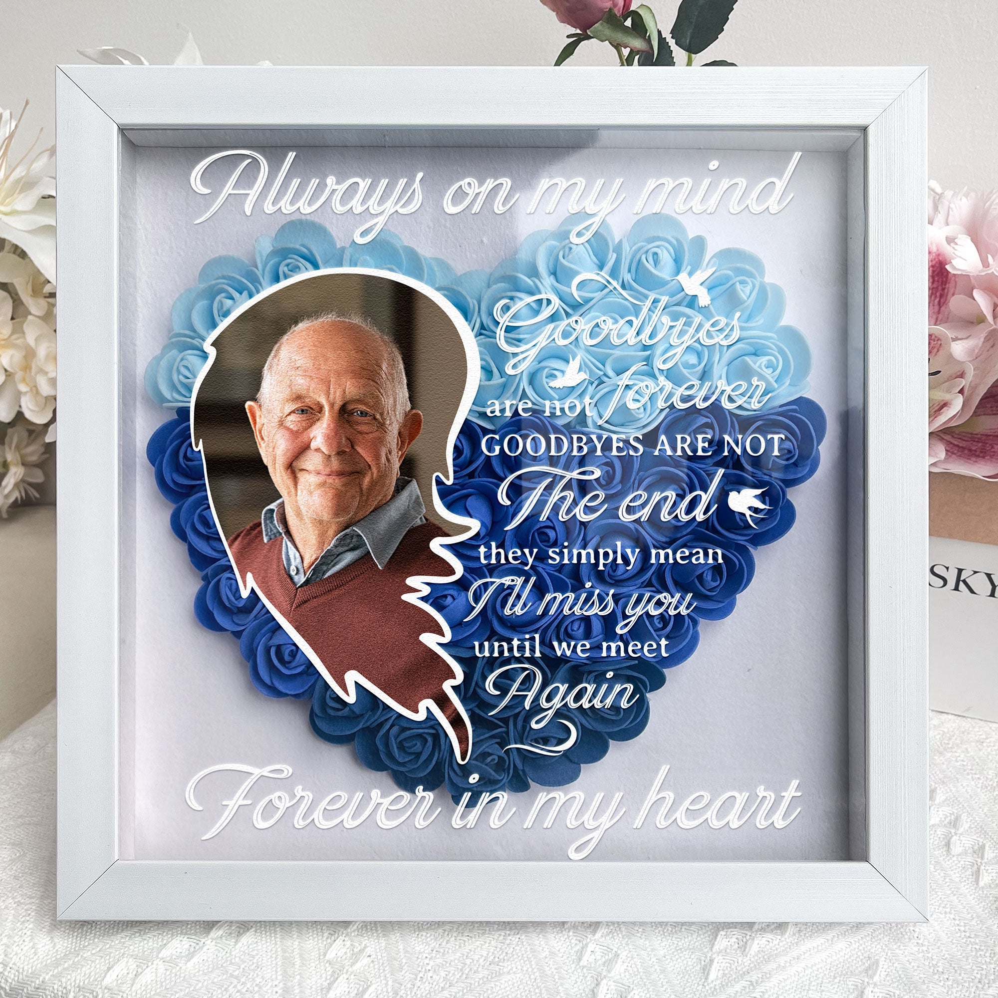 I'll Miss You Until We Meet Again - Personalized Photo Flower Shadow Box