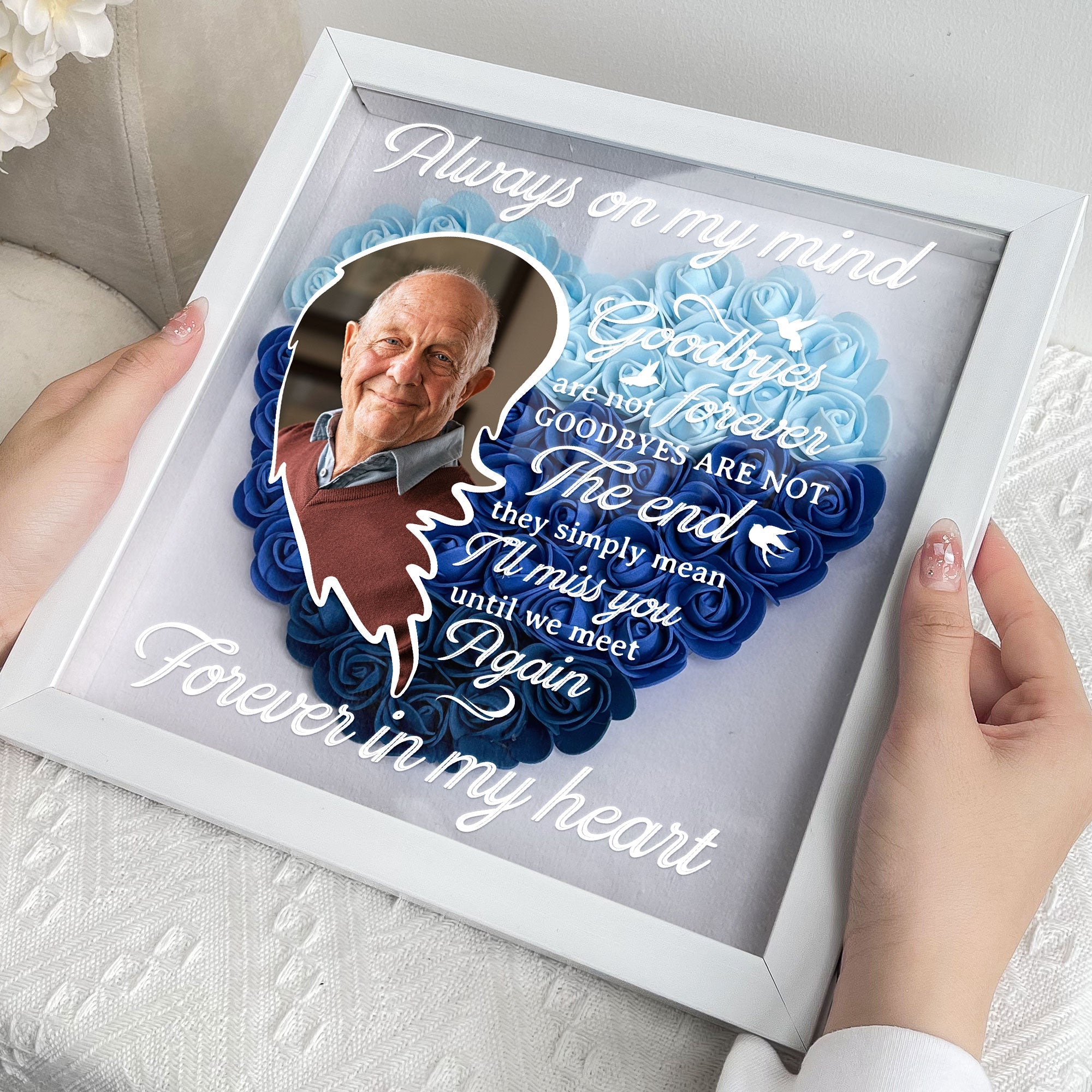 I'll Miss You Until We Meet Again - Personalized Photo Flower Shadow Box