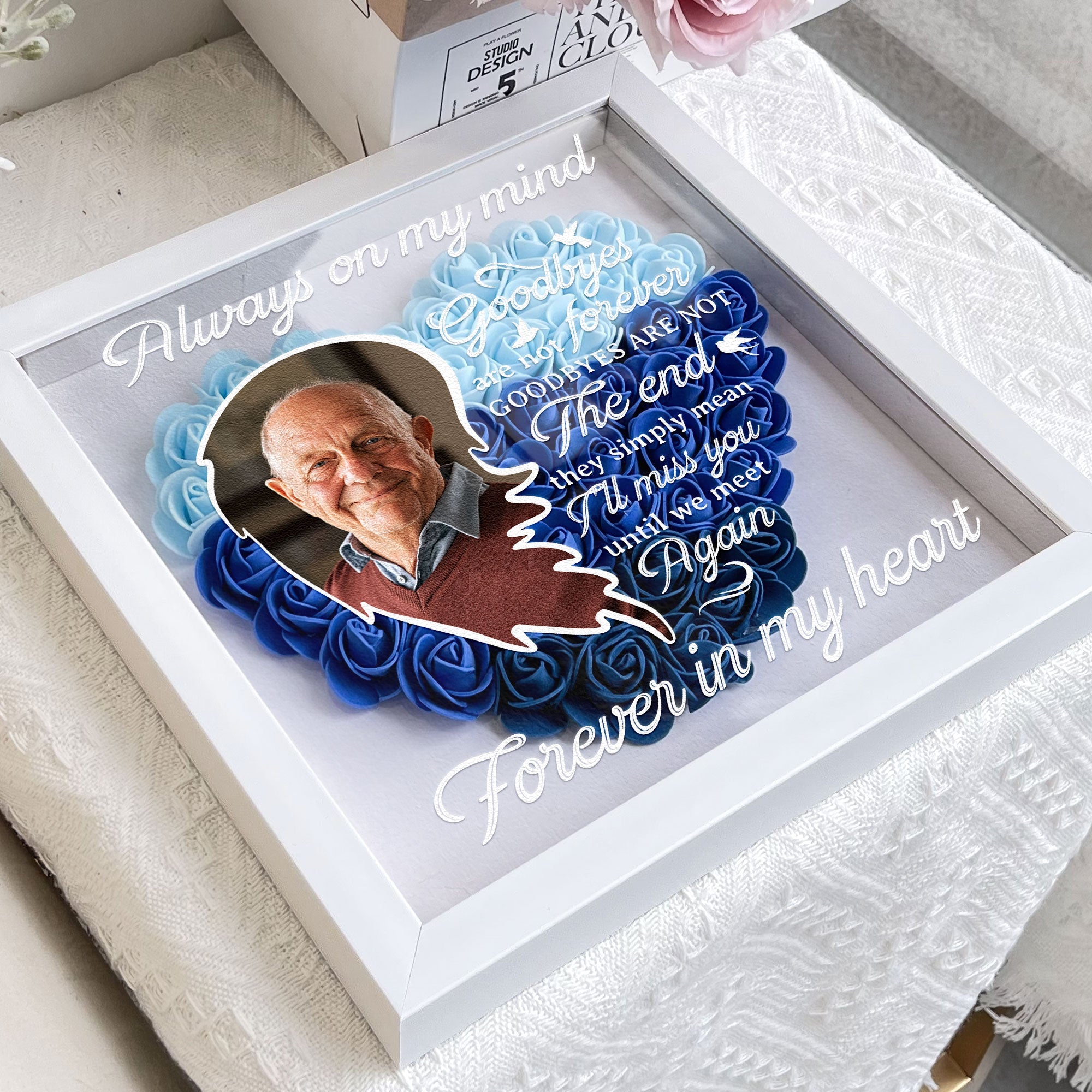 I'll Miss You Until We Meet Again - Personalized Photo Flower Shadow Box