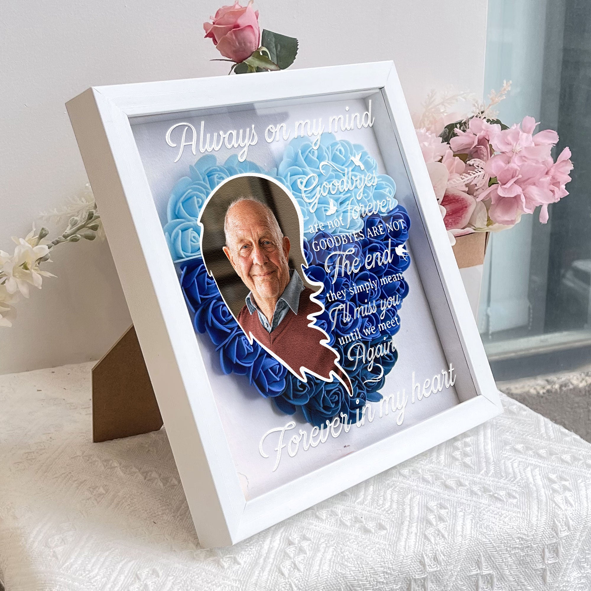 I'll Miss You Until We Meet Again - Personalized Photo Flower Shadow Box