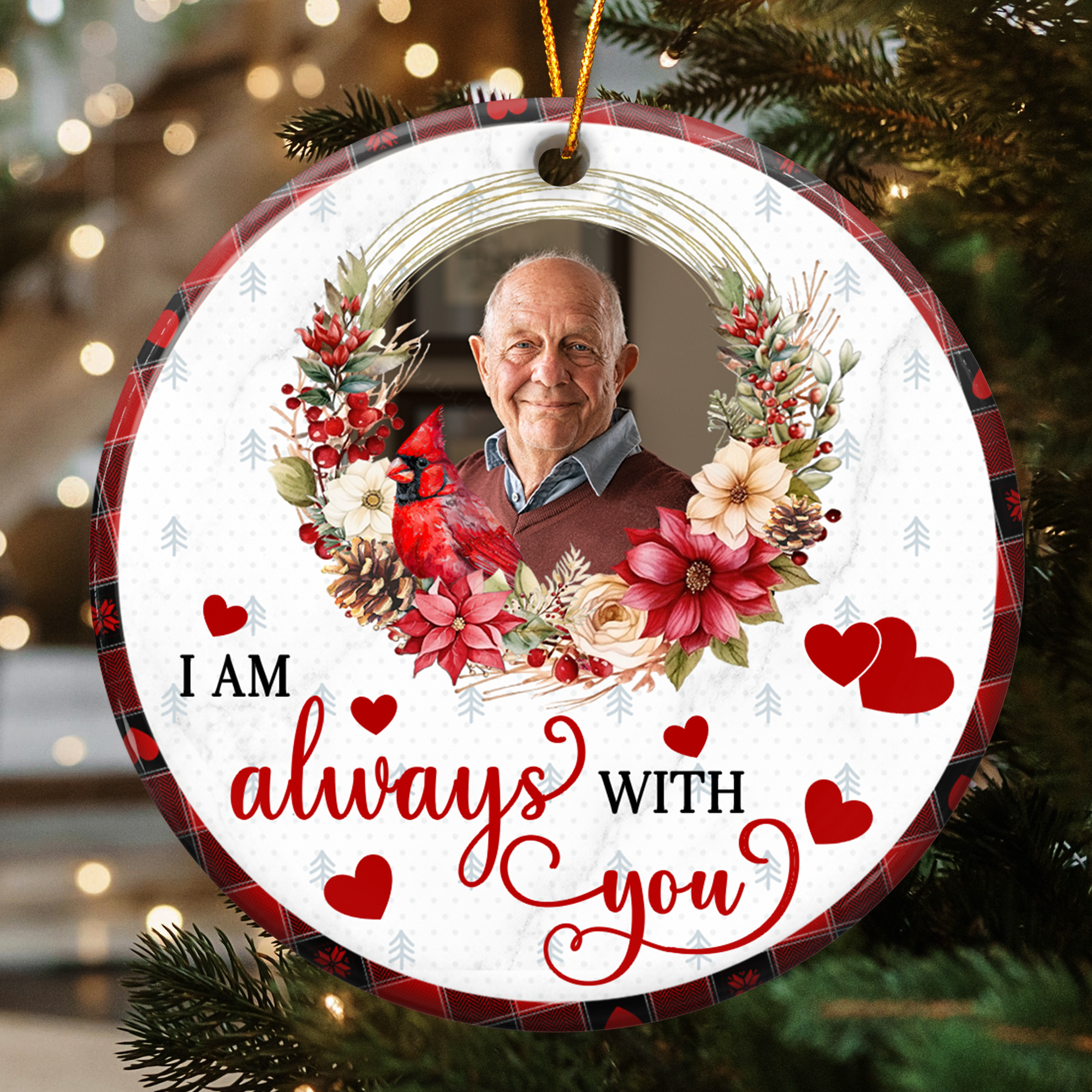 I'm Always With You Memorial Custom Photo - Personalized Ceramic Photo Ornament