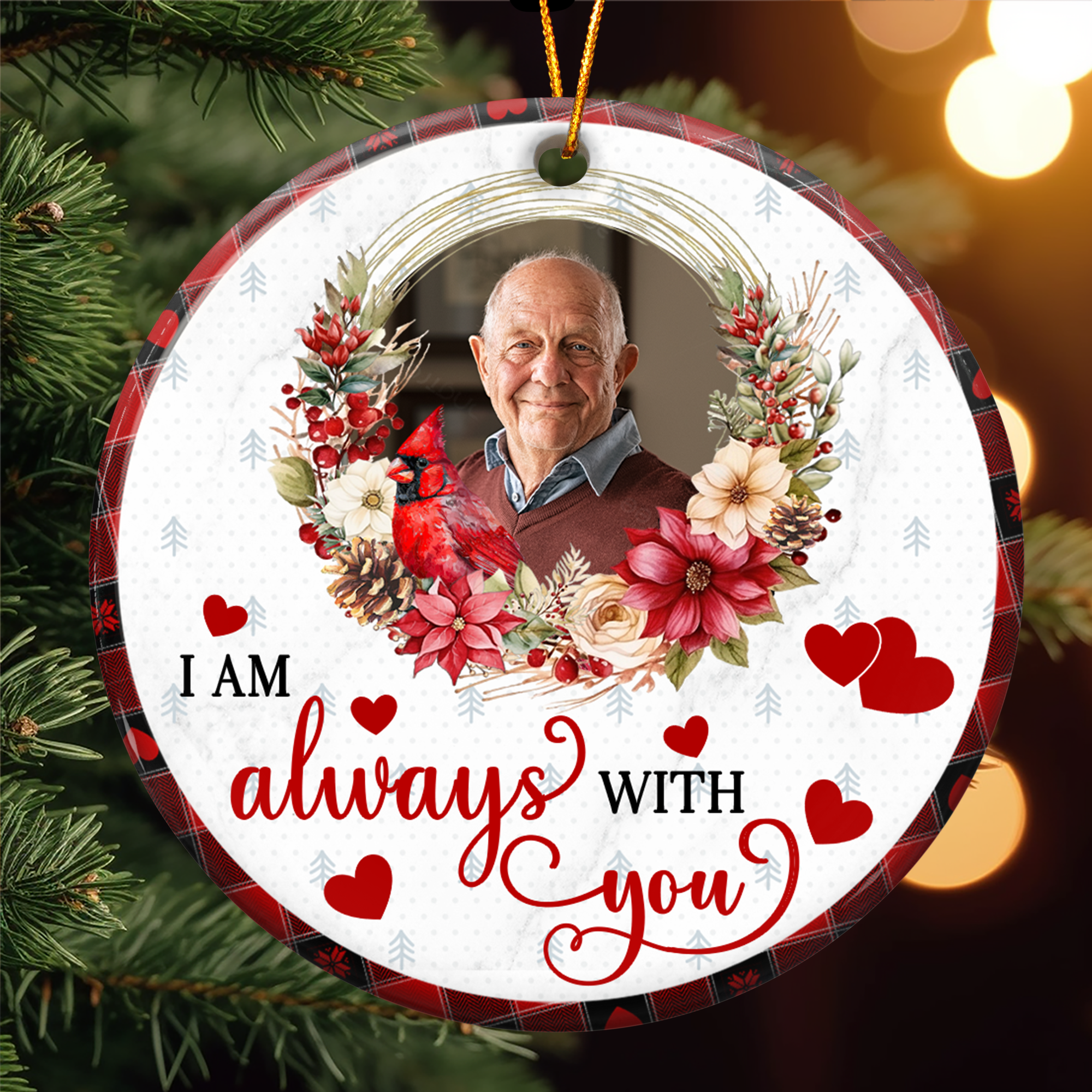 I'm Always With You Memorial Custom Photo - Personalized Ceramic Photo Ornament