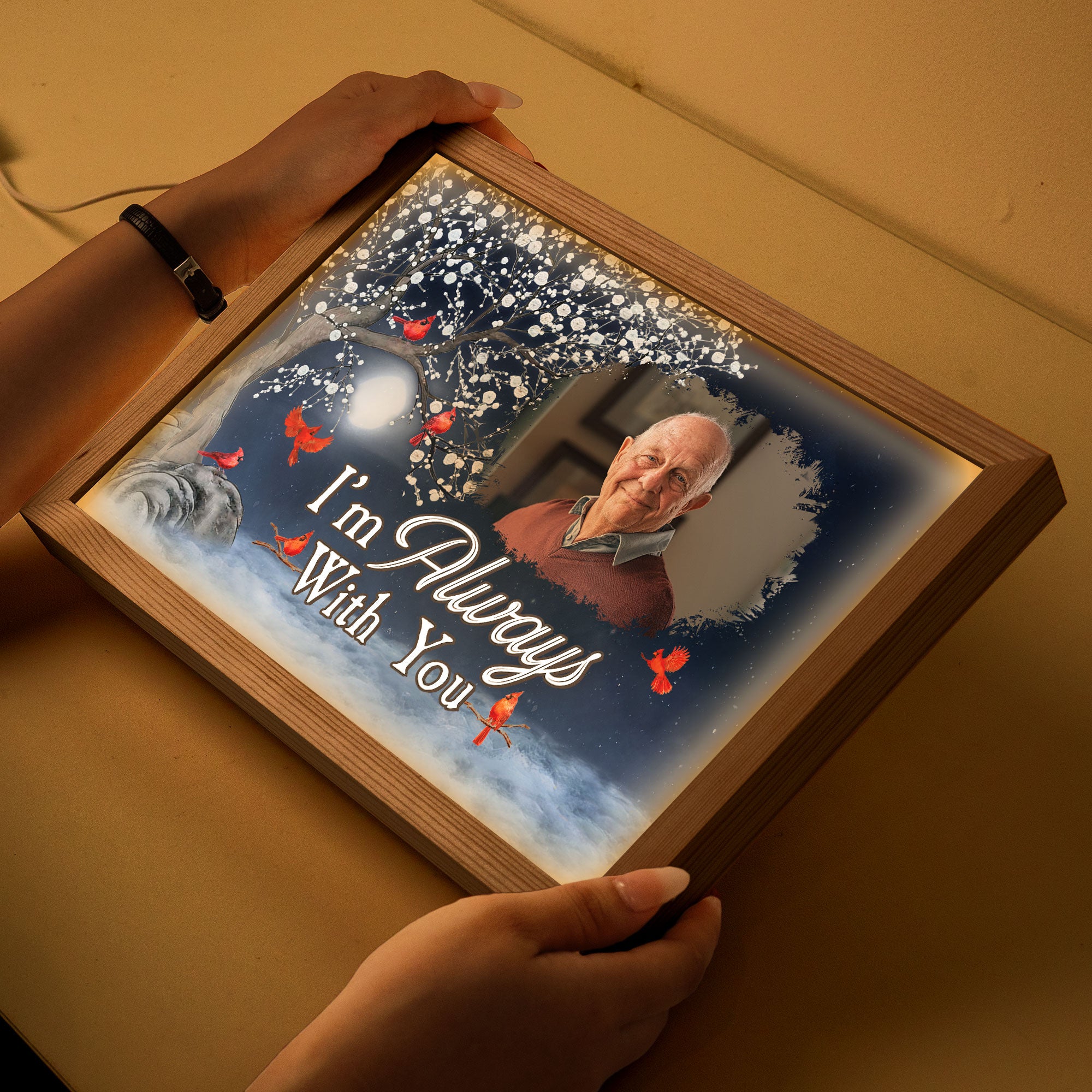 I'm Always With You Memorial - Personalized Photo Light Up Picture Frame