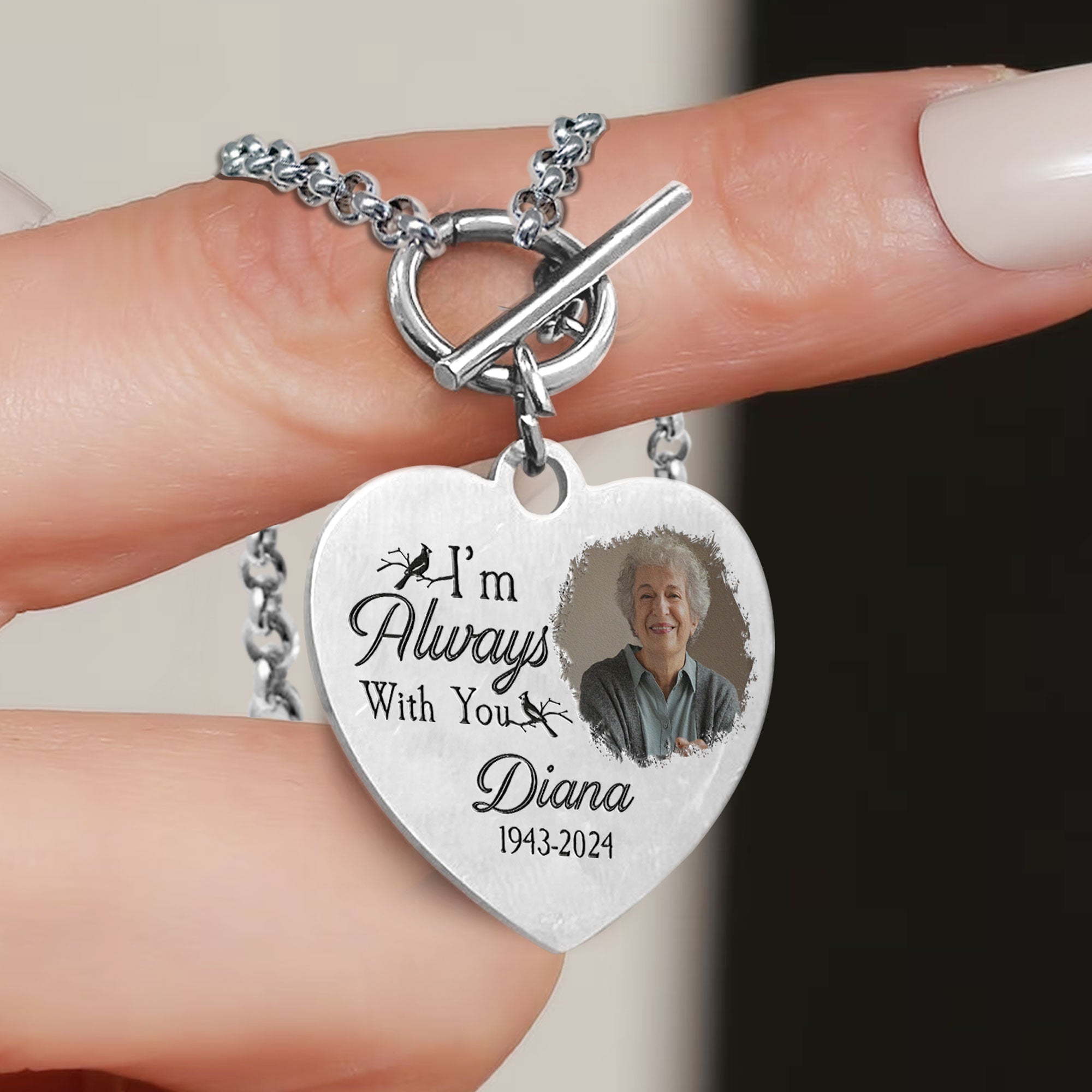 I'm Always With You New Version - Personalized Photo Heart Bracelet