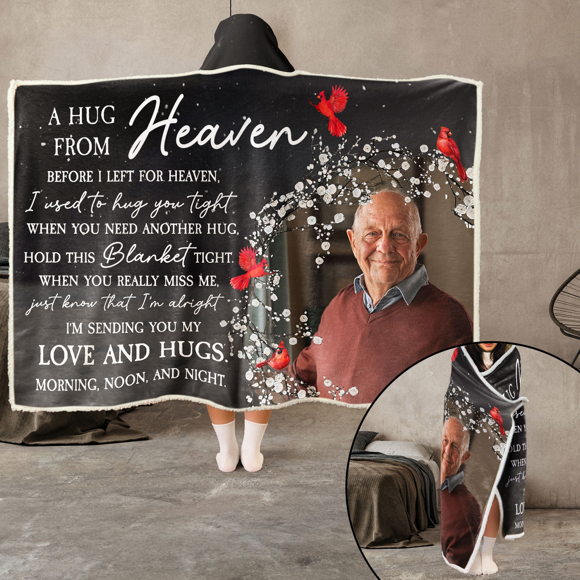 I'm Sending You My Love And Hugs - Personalized Photo Wearable Blanket Hoodie