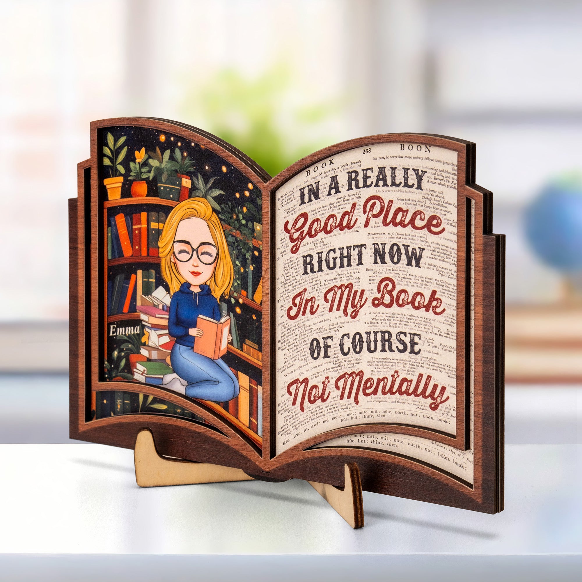 In A Really Good Place Gift For Book Lovers - Personalized Wooden Plaque