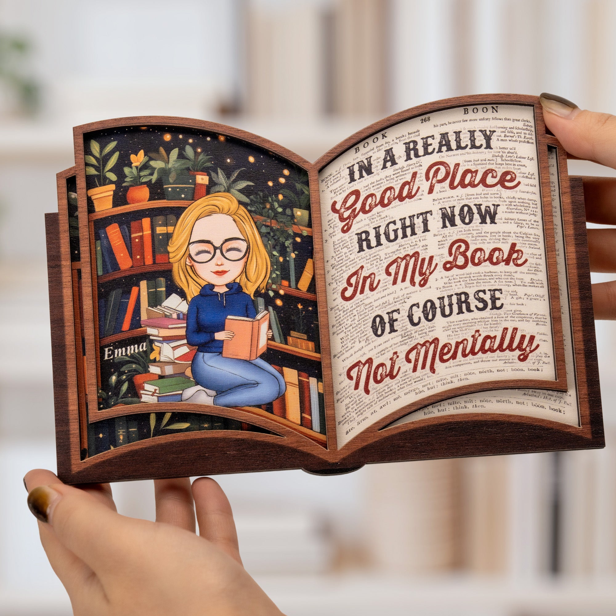 In A Really Good Place Gift For Book Lovers - Personalized Wooden Plaque