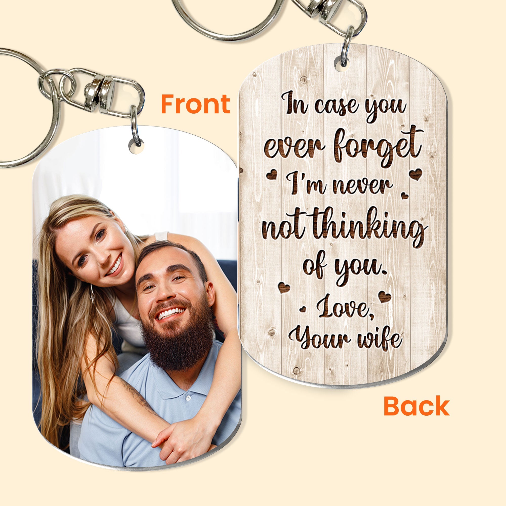 In Case You Ever Forget I'm Never Not Thinking Of You - Personalized Photo Keychain