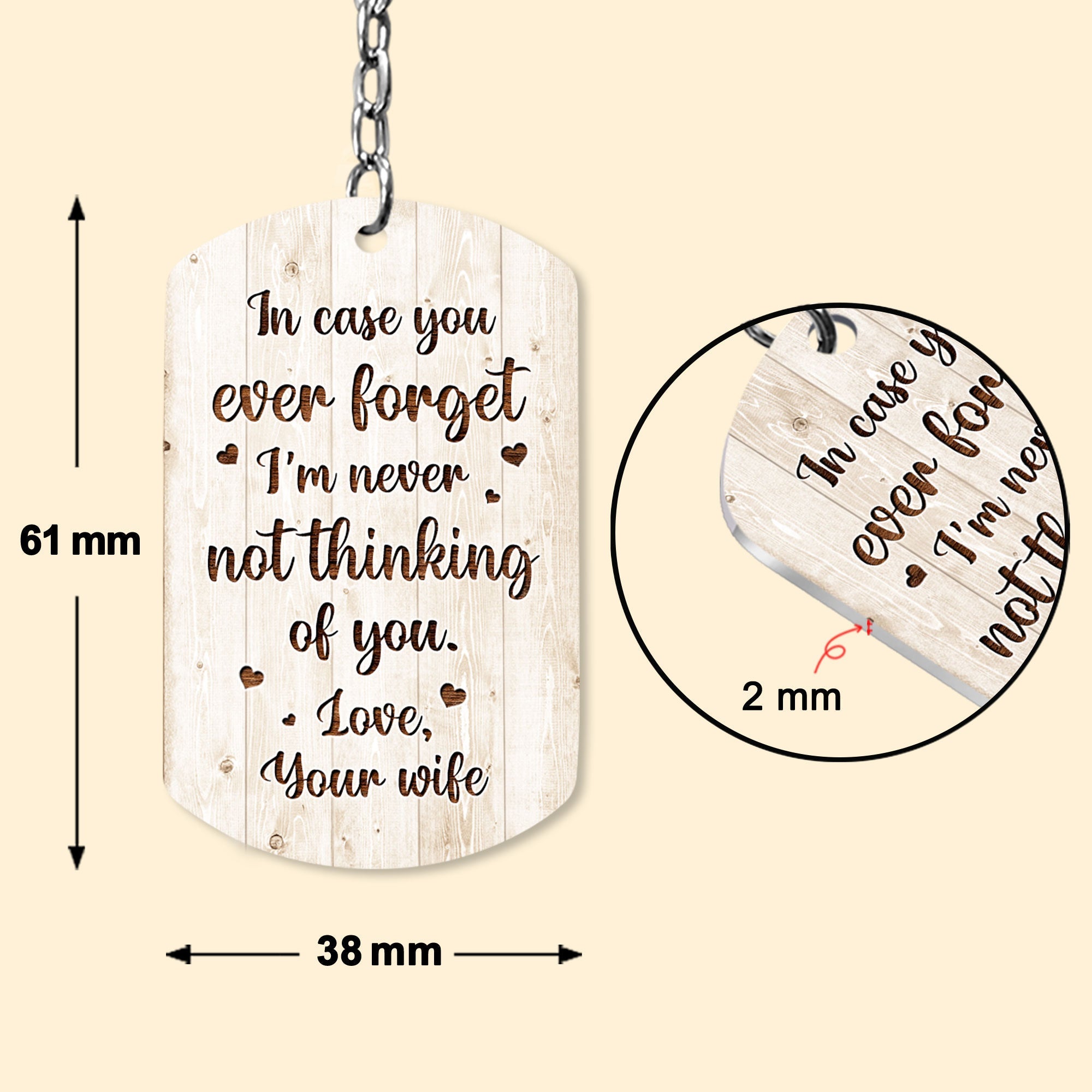 In Case You Ever Forget I'm Never Not Thinking Of You - Personalized Photo Keychain