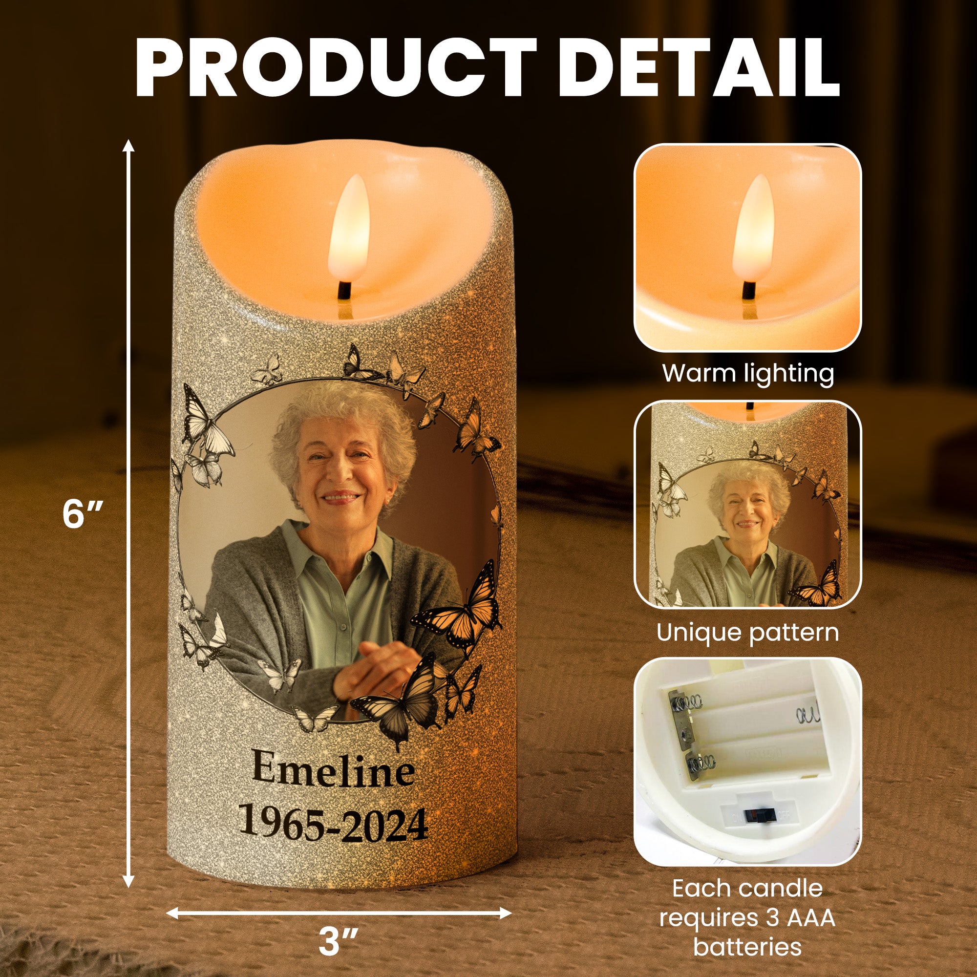 In Loving Memory Of A Life So Beautifully Lived - Personalized Photo LED Candle