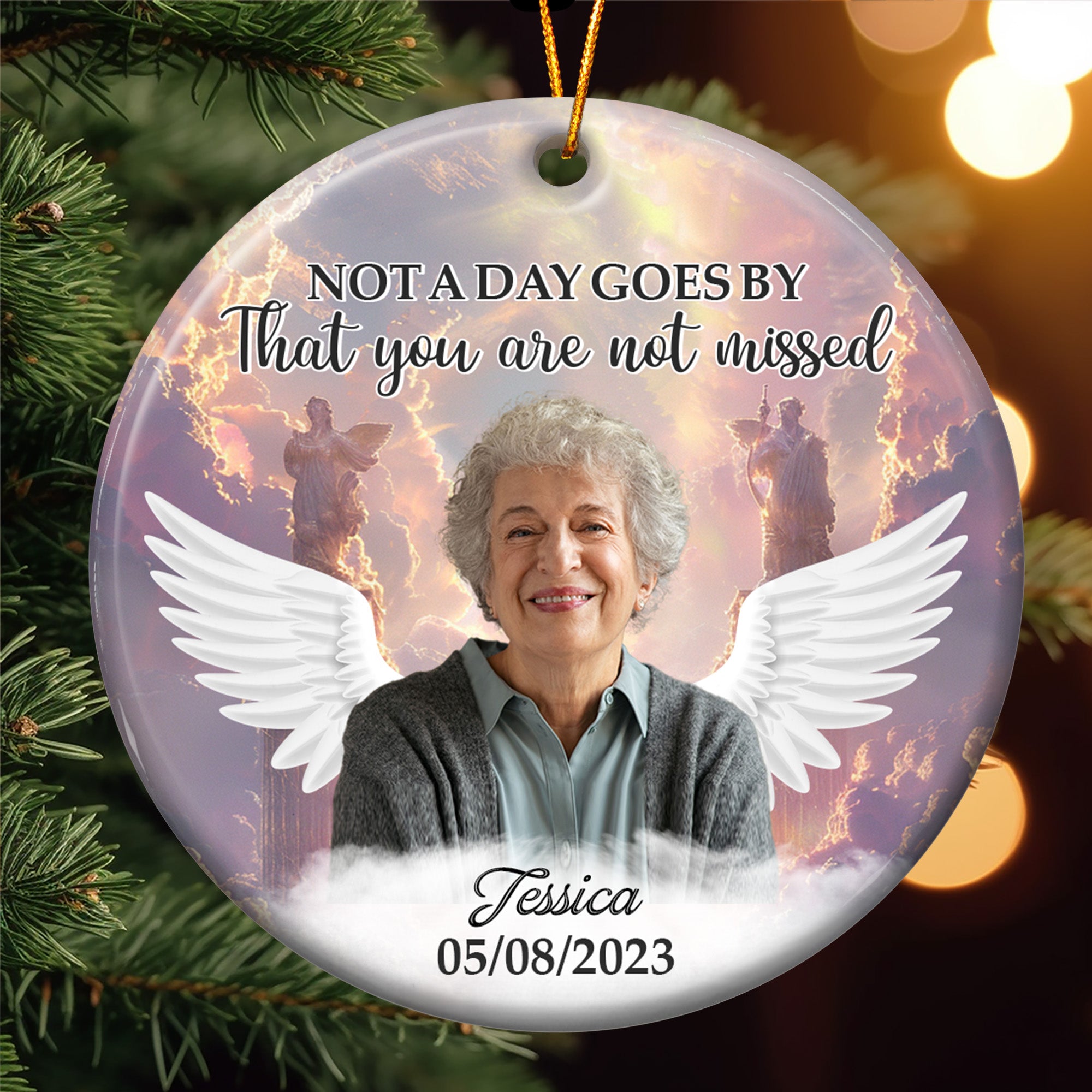 In Loving Memory Of Loved Ones In Heaven - Personalized Ceramic Photo Ornament