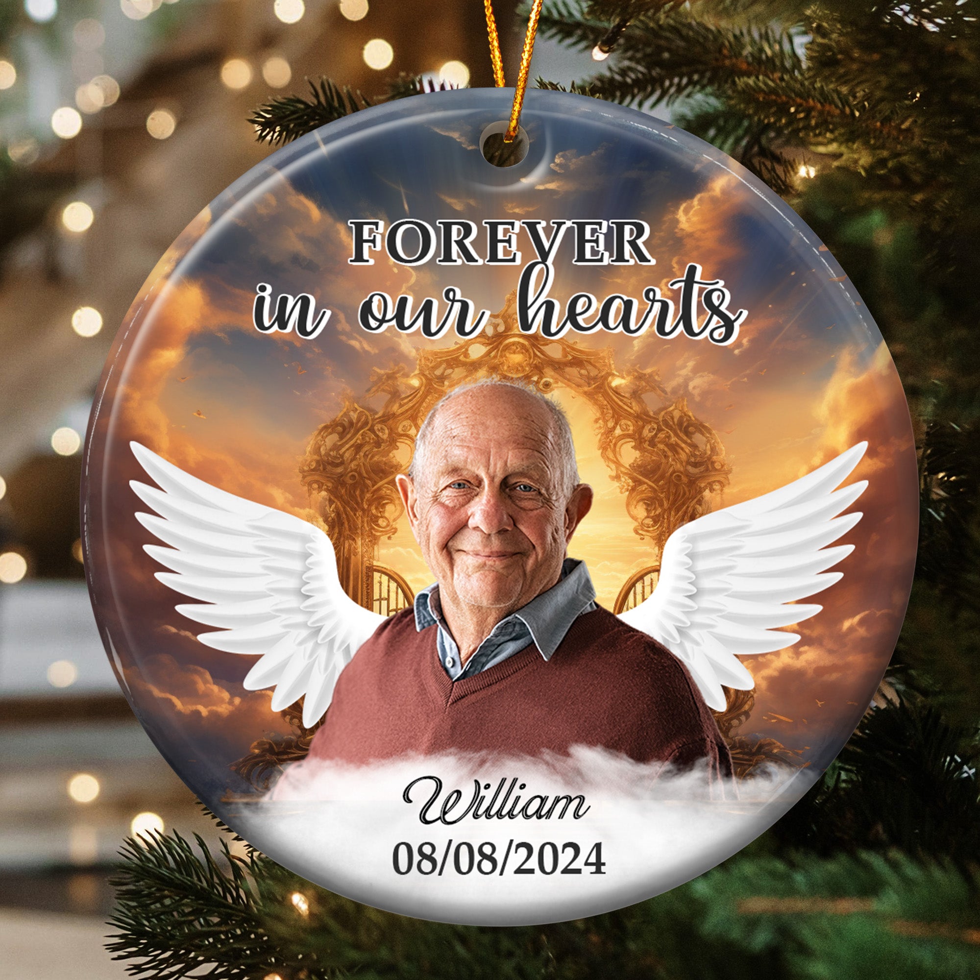 In Loving Memory Of Loved Ones In Heaven - Personalized Ceramic Photo Ornament