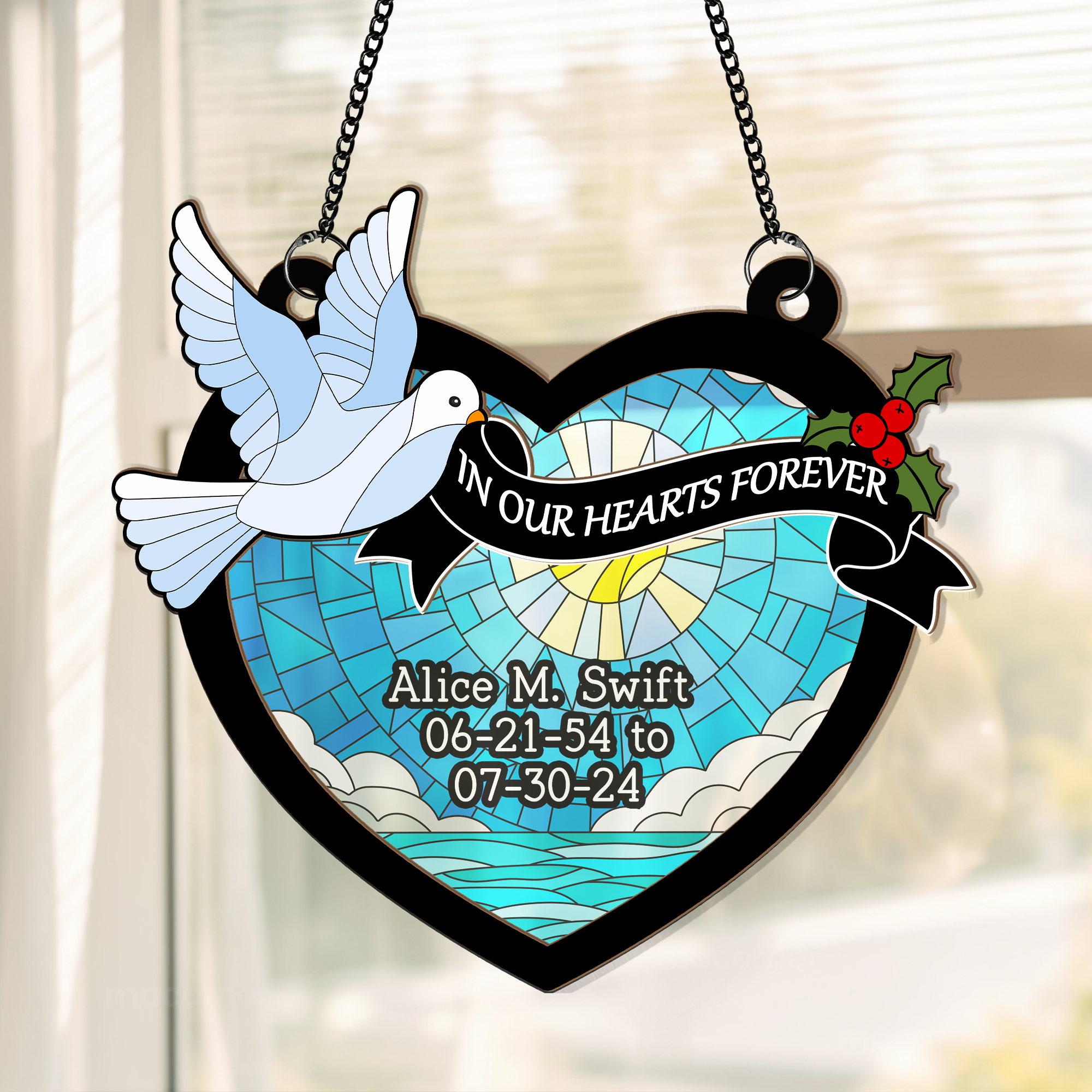 In Our Hearts Forever - Personalized Window Hanging Suncatcher Ornament