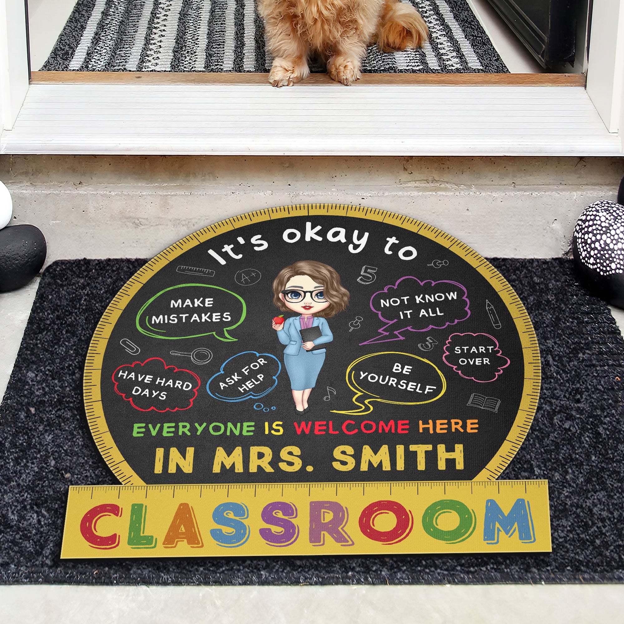 In This Classroom It's Okay To - Personalized Doormat