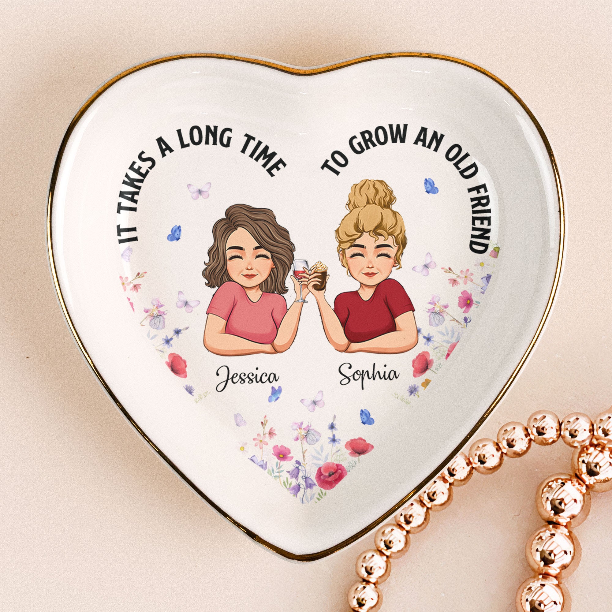 It Takes A Long Time To Grow An Old Friend - Personalized Ring Dish