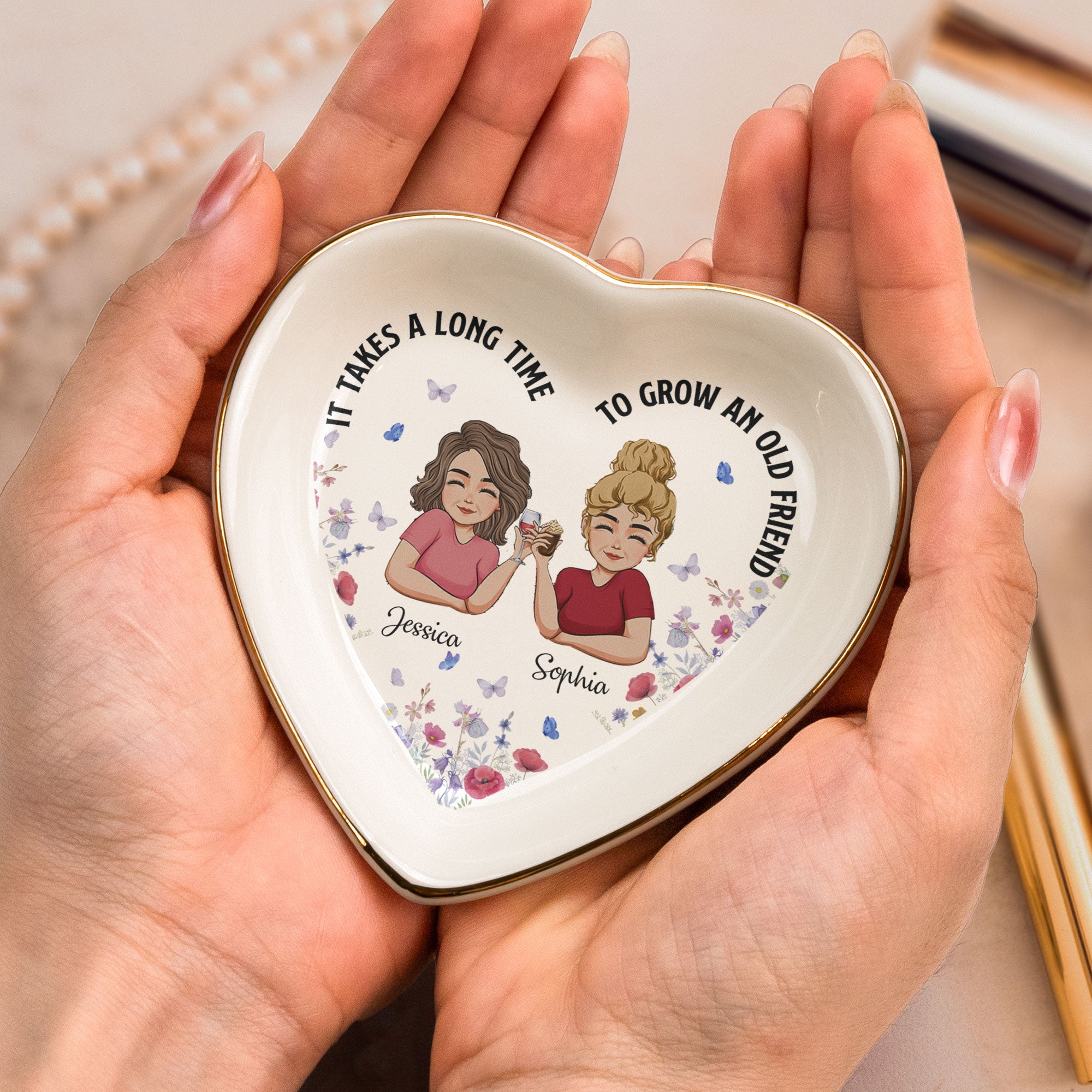 It Takes A Long Time To Grow An Old Friend - Personalized Ring Dish