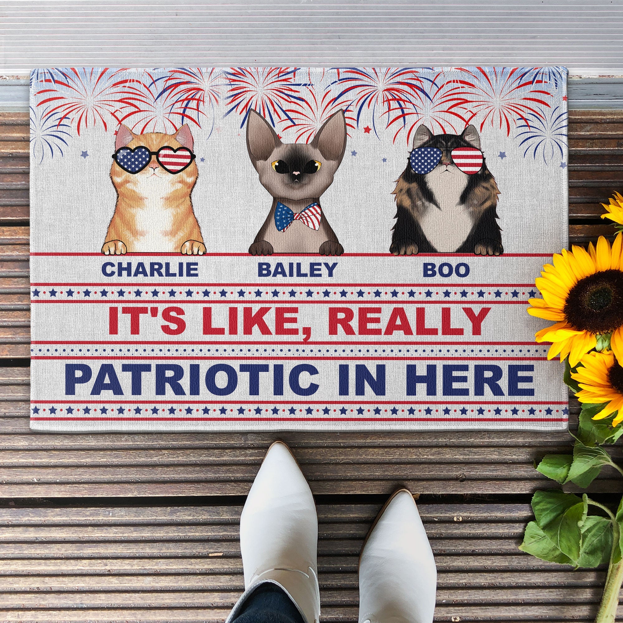 It's Like, Really Patriotic In Here - Personalized Doormat