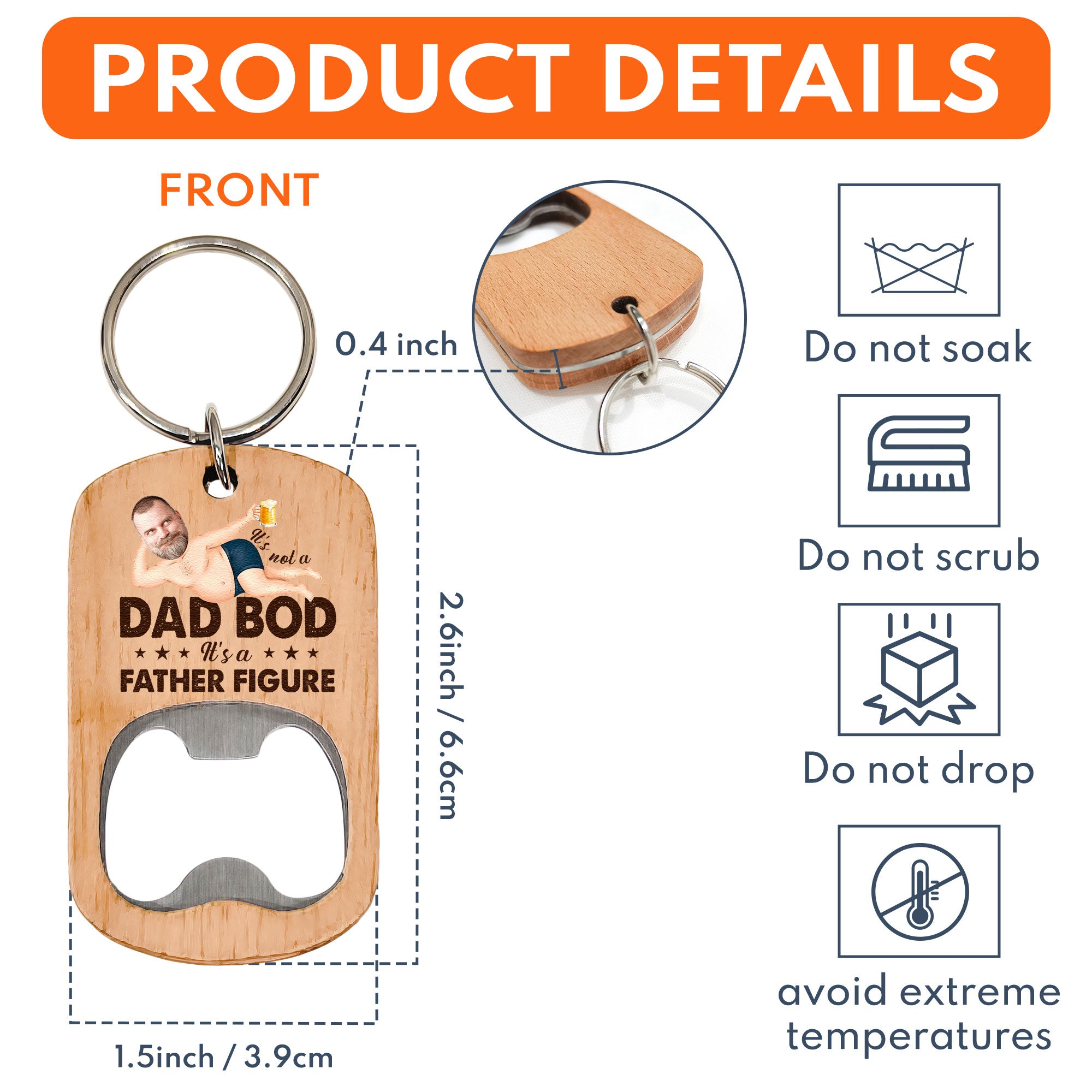 It's Not A Dad Bod - Personalized Bottle Opener Photo Keychain